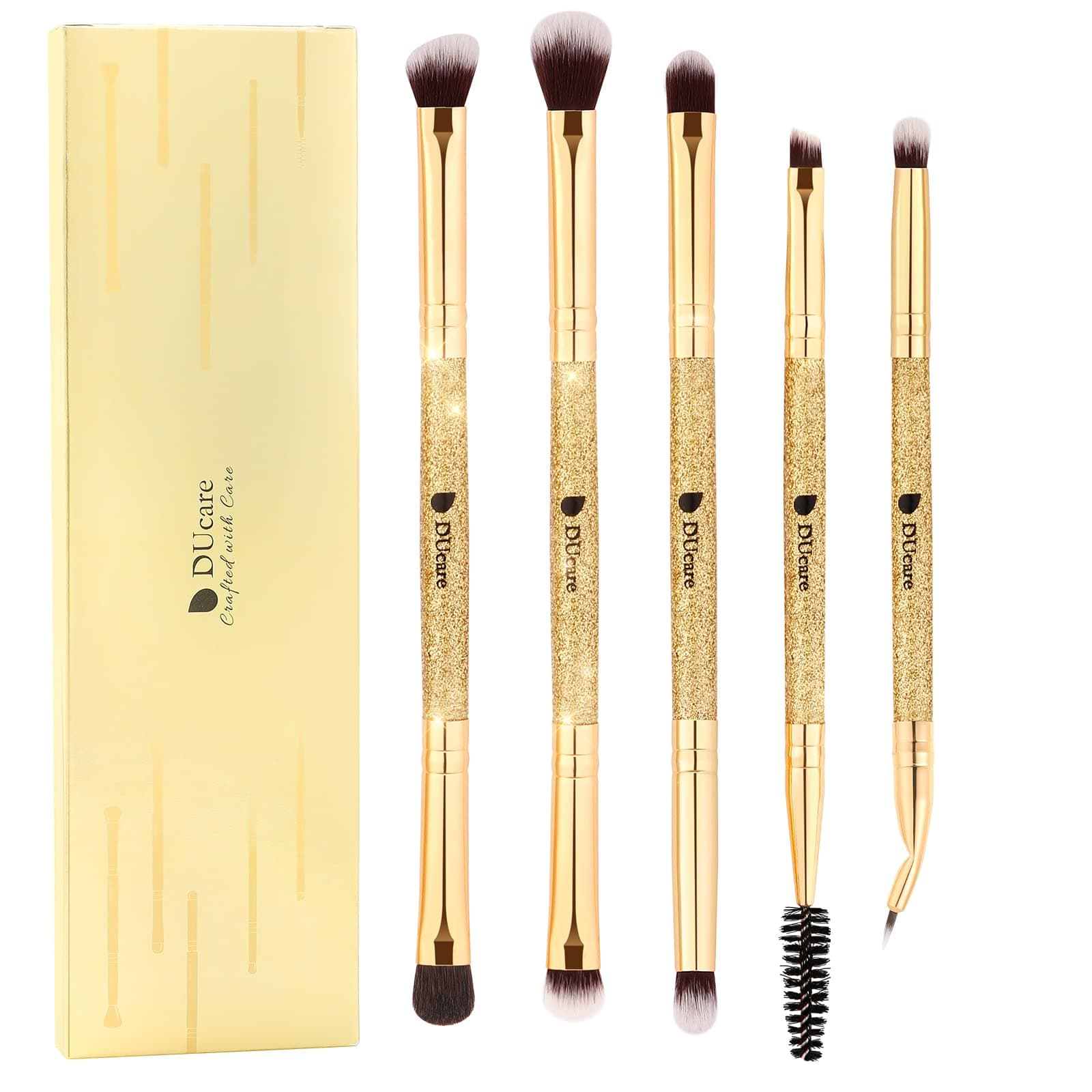 Eye Makeup Brushes 5pcs Double Sided Makeup Brushes with Soft Synthetic Hairs Double Ended Eyeshadow Brush Set for Eyeshadow, Eyebrow, Eyeliner, Blending