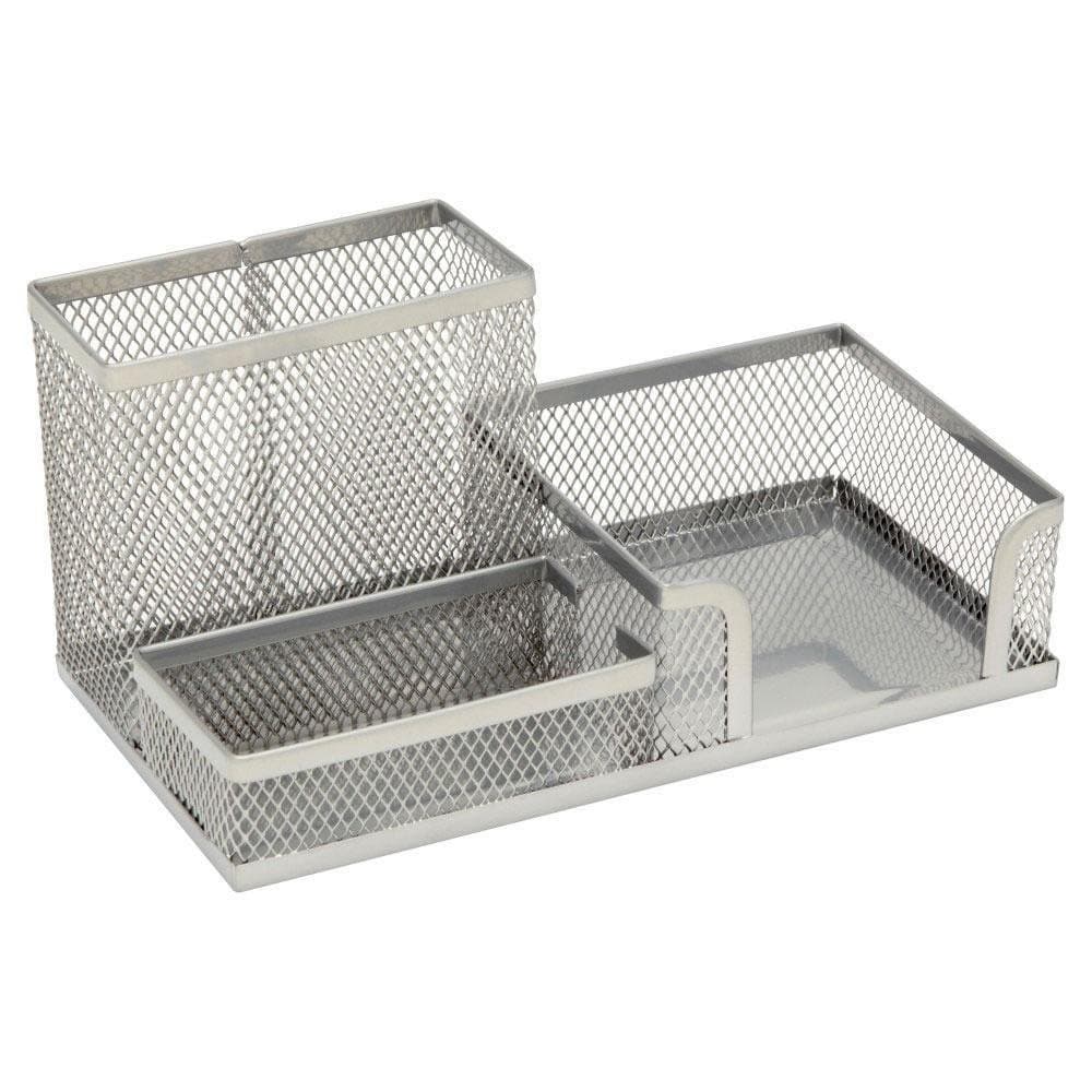 Mesh Metal Office Desk Tidy Organiser Desktop Multi-Functional Storage Pen Holder,Silver