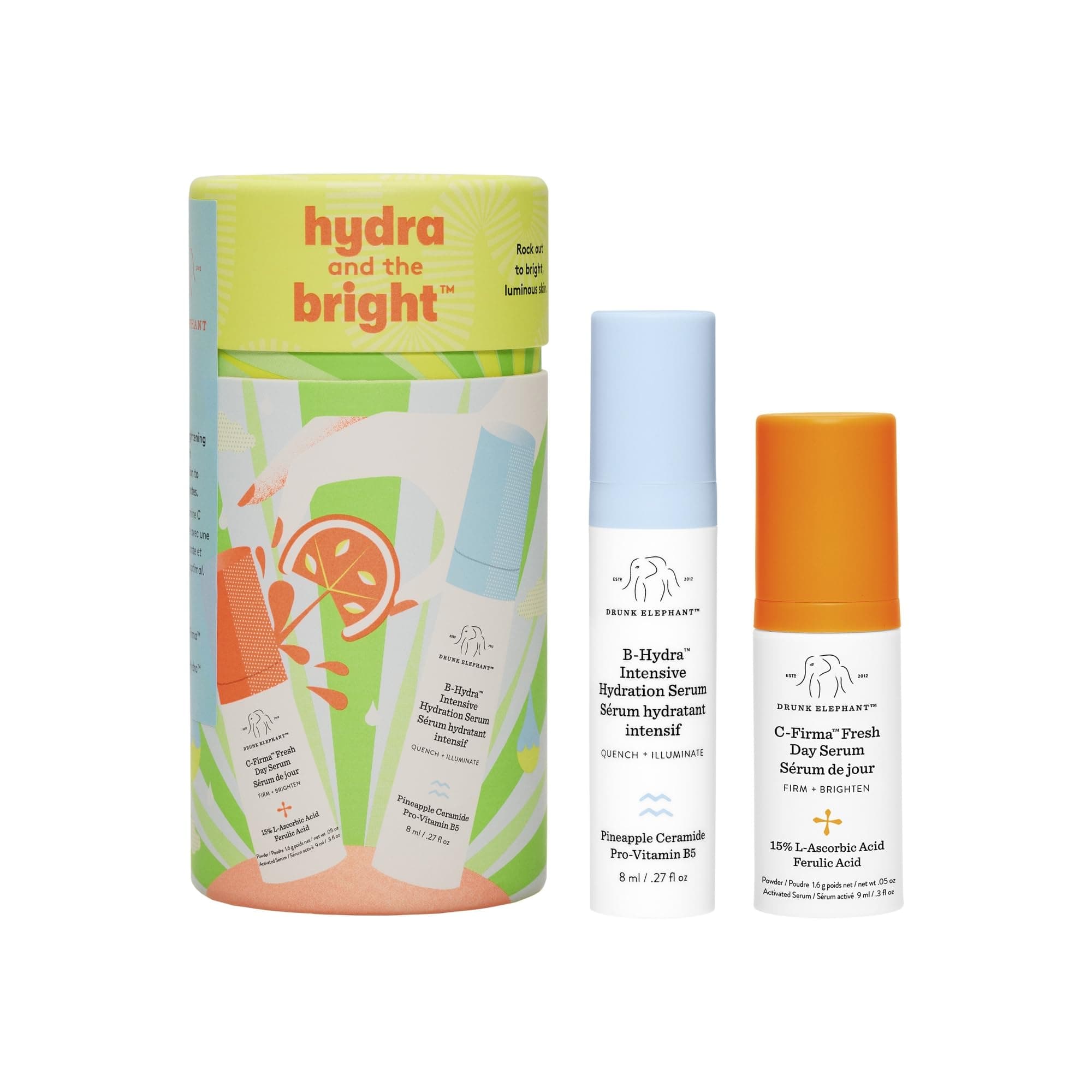 Hydra and the Bright - Includes C-Firma (9 ml) and B-Hydra (8 ml) - Clean Clinical Skincare - Cruelty-Free - Dermatologist-Tested - Free of Essential Oils, Silicones, and Fragrance