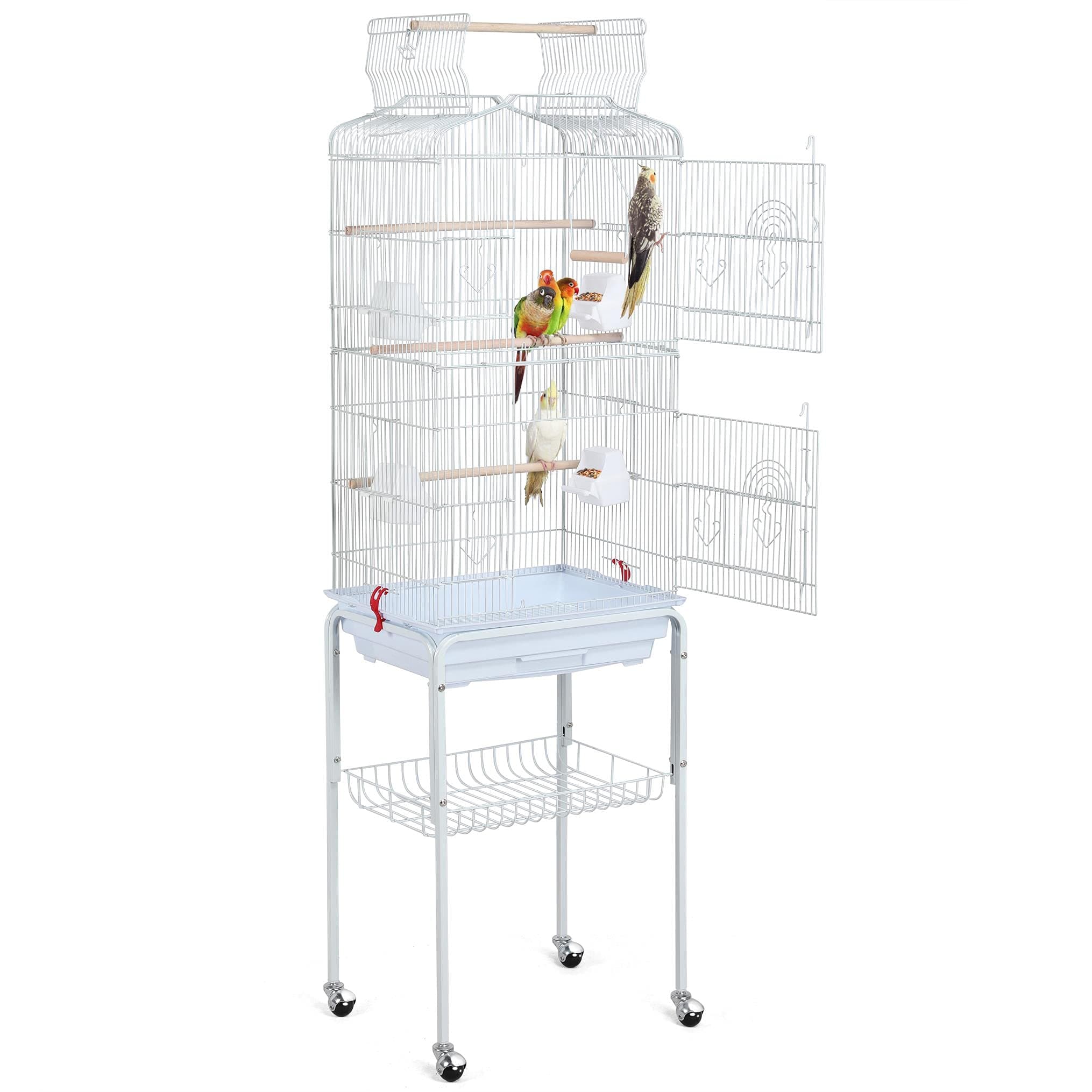 Yaheetech Open Play Top Bird Cages, White, 64in