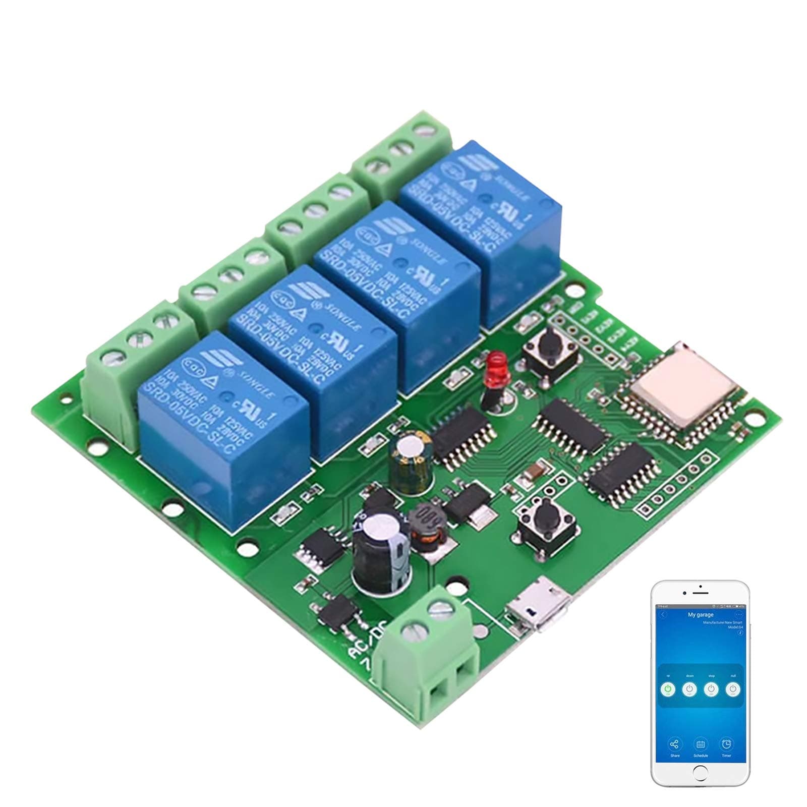 NewgoalWiFi Jog Relay Momentary/Self-Locking Switch DIY Module Smart Home Automation APP Control Compatible Alexa/Google Assiatant/IFTTT (DC4)