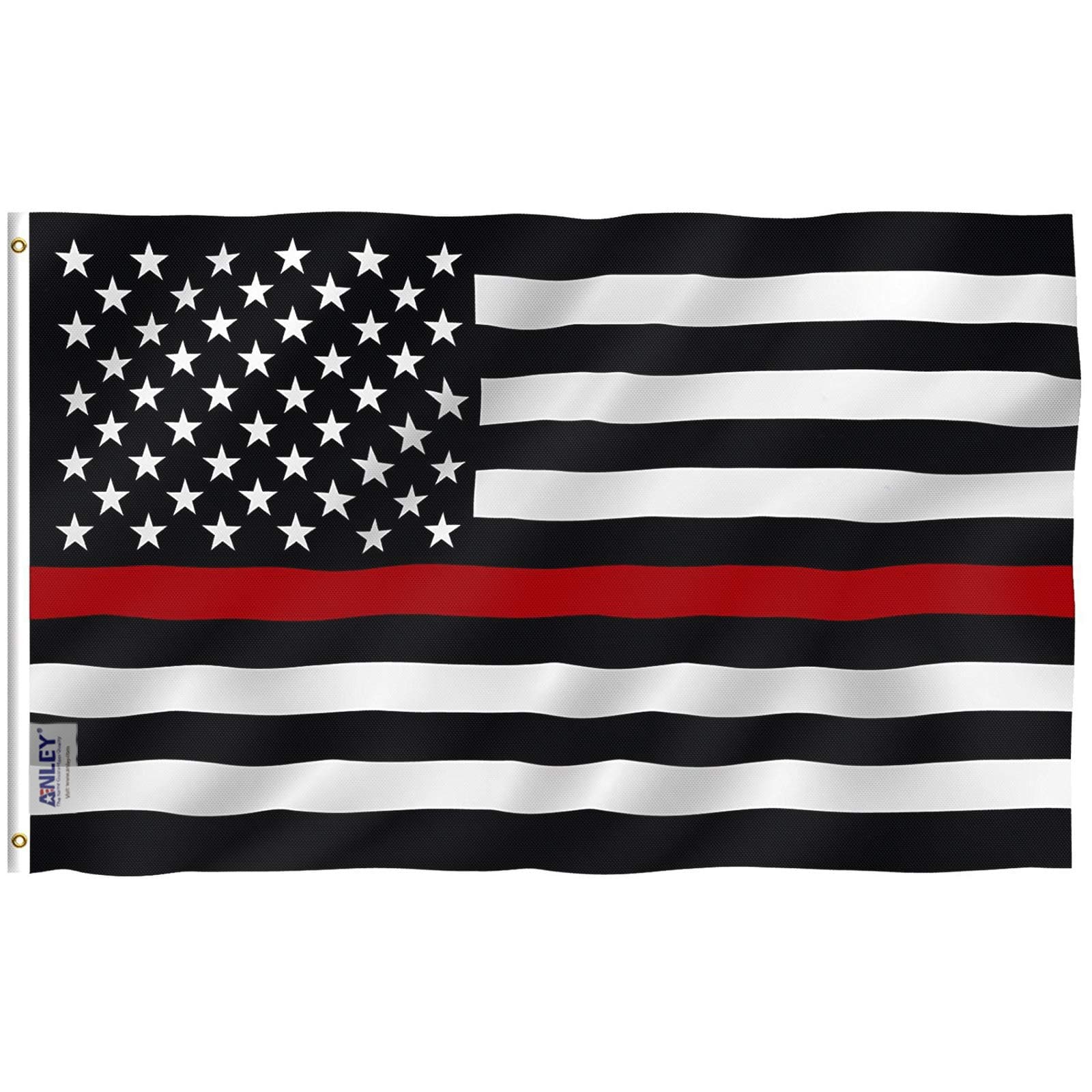 ANLEY Fly Breeze 3x5 Foot Thin Red Line USA Polyester Flag - Vivid Color and UV Fade Resistant - Canvas Header and Double Stitched - American Honoring Firefighter Flags with Brass Grommets 3 X 5 Ft
