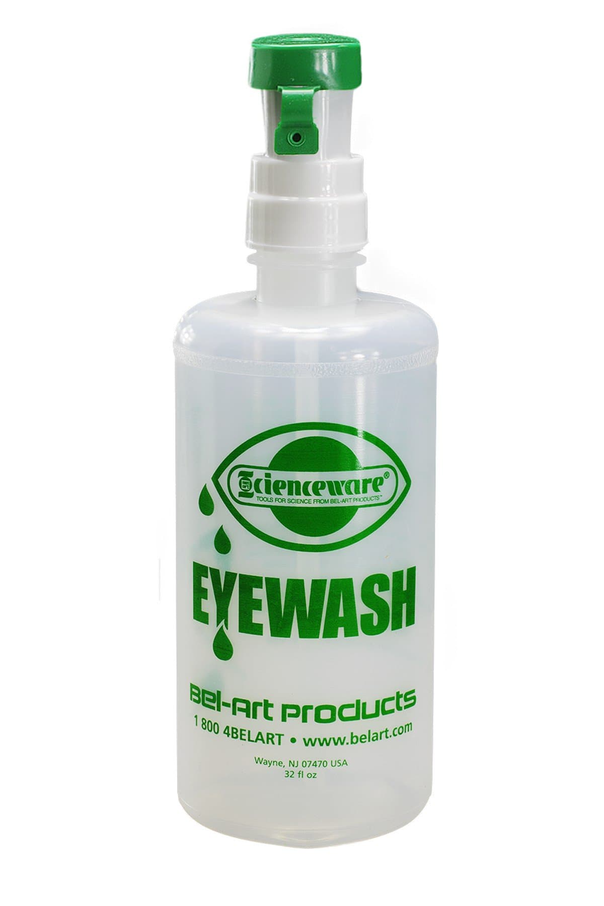 SP Bel-Art Emergency Eye Wash 32 fl oz- Essential Safety Solution for Emergency Kit, Workplace & Home Use, Quick Response Eye Wash Station for Personal & Occupational Safety Compliance Made in USA