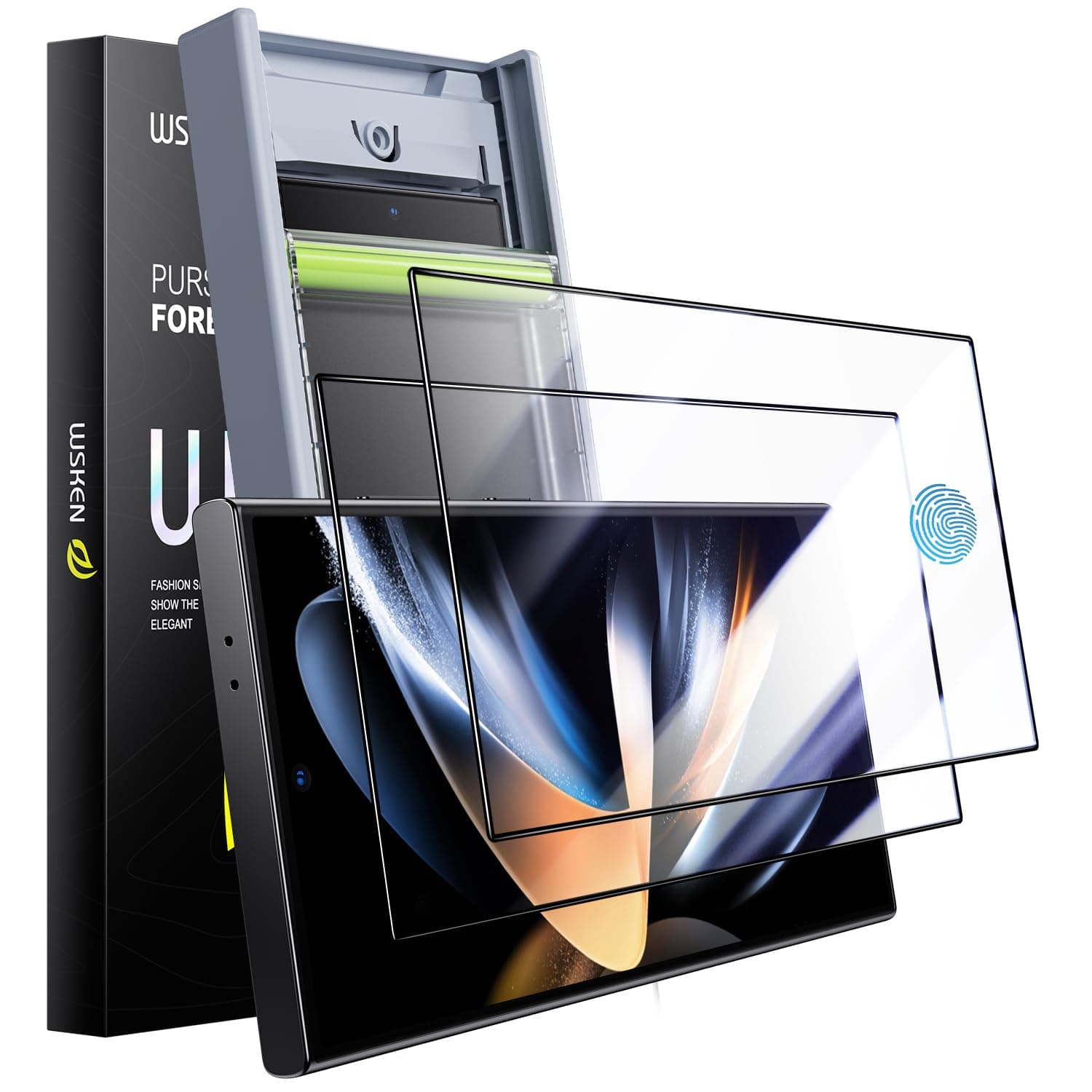 for Samsung Galaxy S24 Ultra Screen Protector Tempered Glass [Zero Bubble] [Auto Dust-Remove] [Support Fingerprint Unlock] Anti Glare HD Full Coverage 9H Flim 6.8 inch - 2 Pack