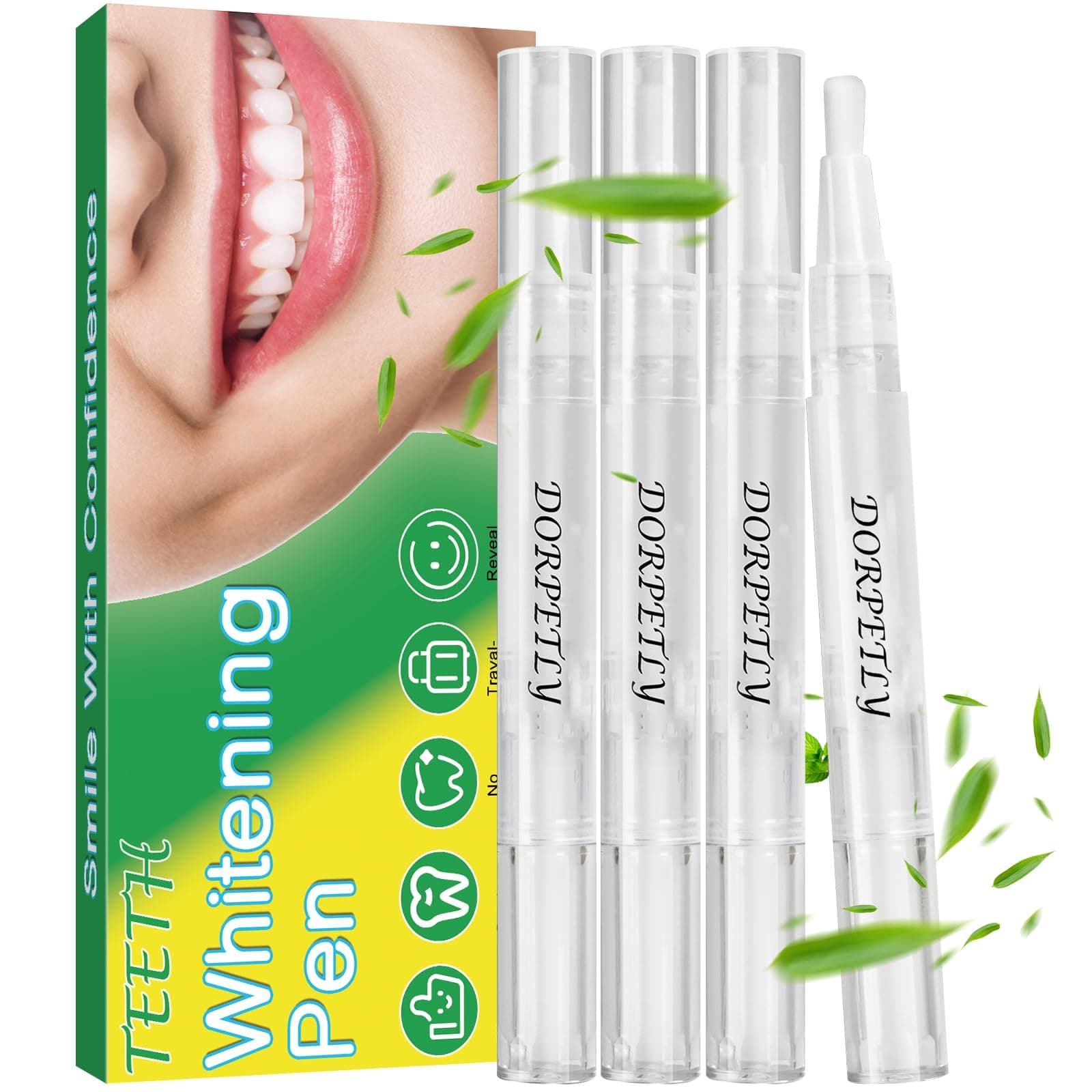 4 Pcs Teeth Whitening Pen for Teeth Brighter, No Sensitivity Teeth Whitening Kit for Oral Care, Travel-Friendly Teeth Whitener Gel for Remove Stains with Effective and Painless
