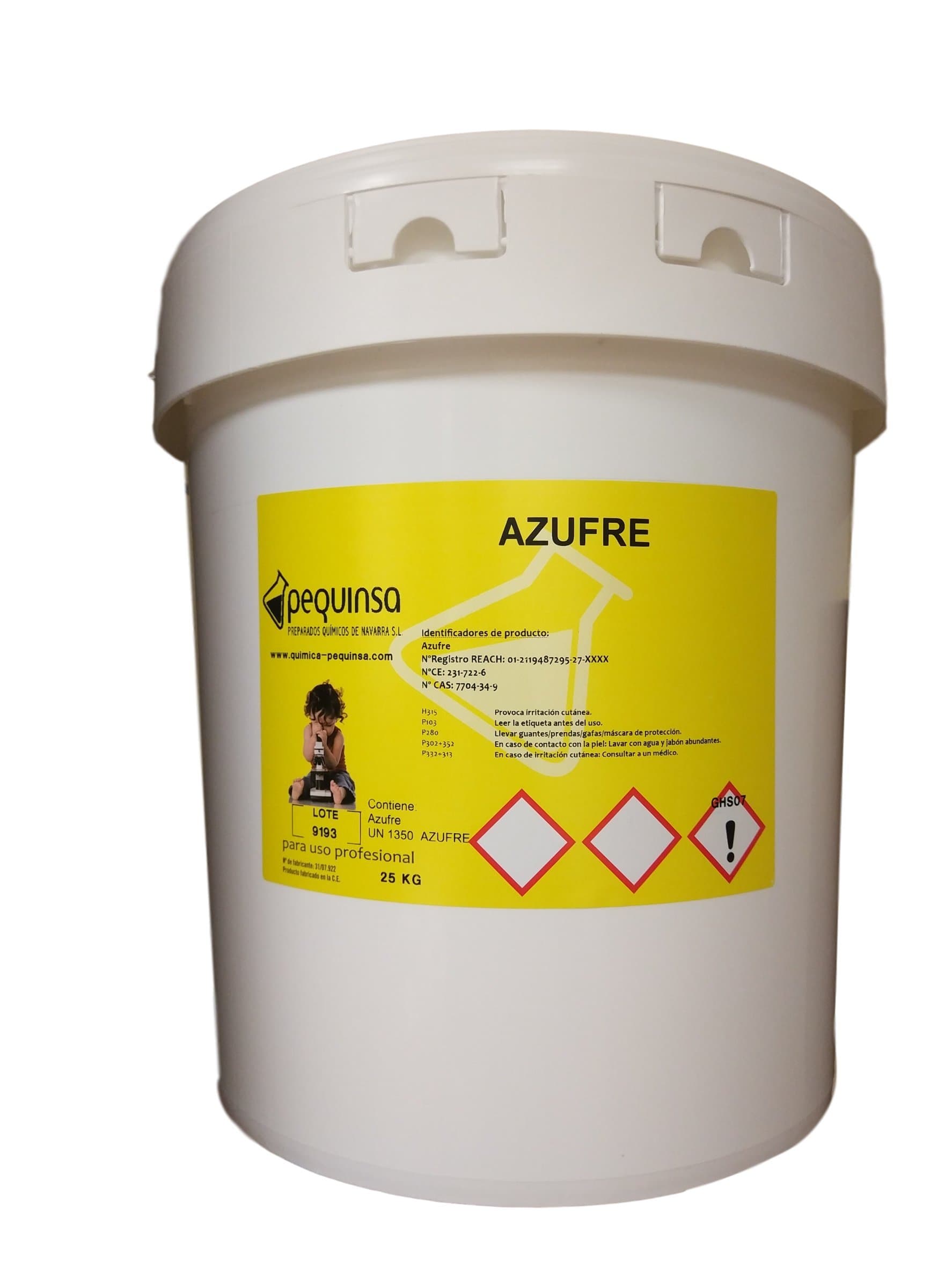 PEQUINSA Azufre. 25 kg container.