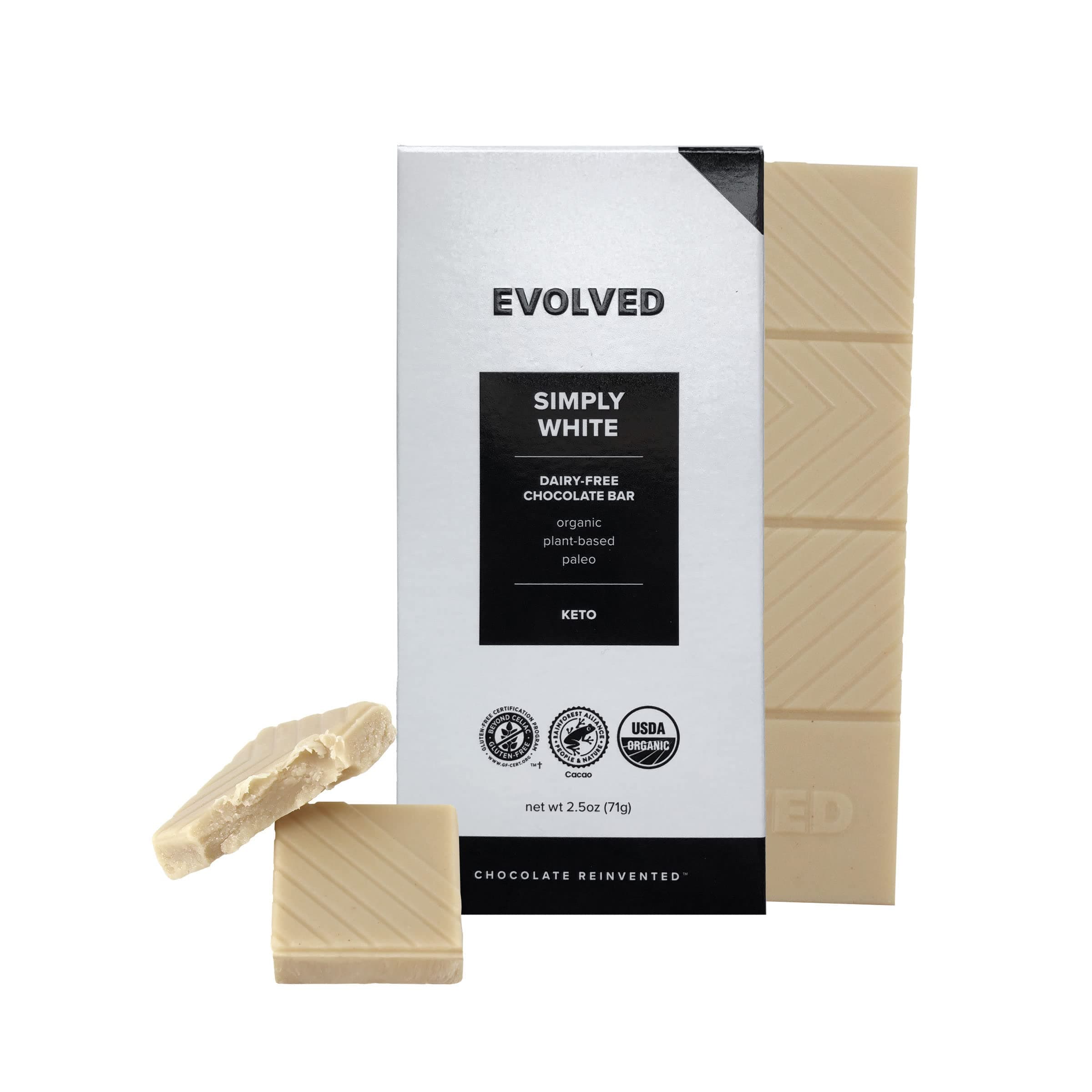 EVOLVED Chocolate Simply White Dairy Free Chocolate Bars, 2.5-oz. (Count of 8)