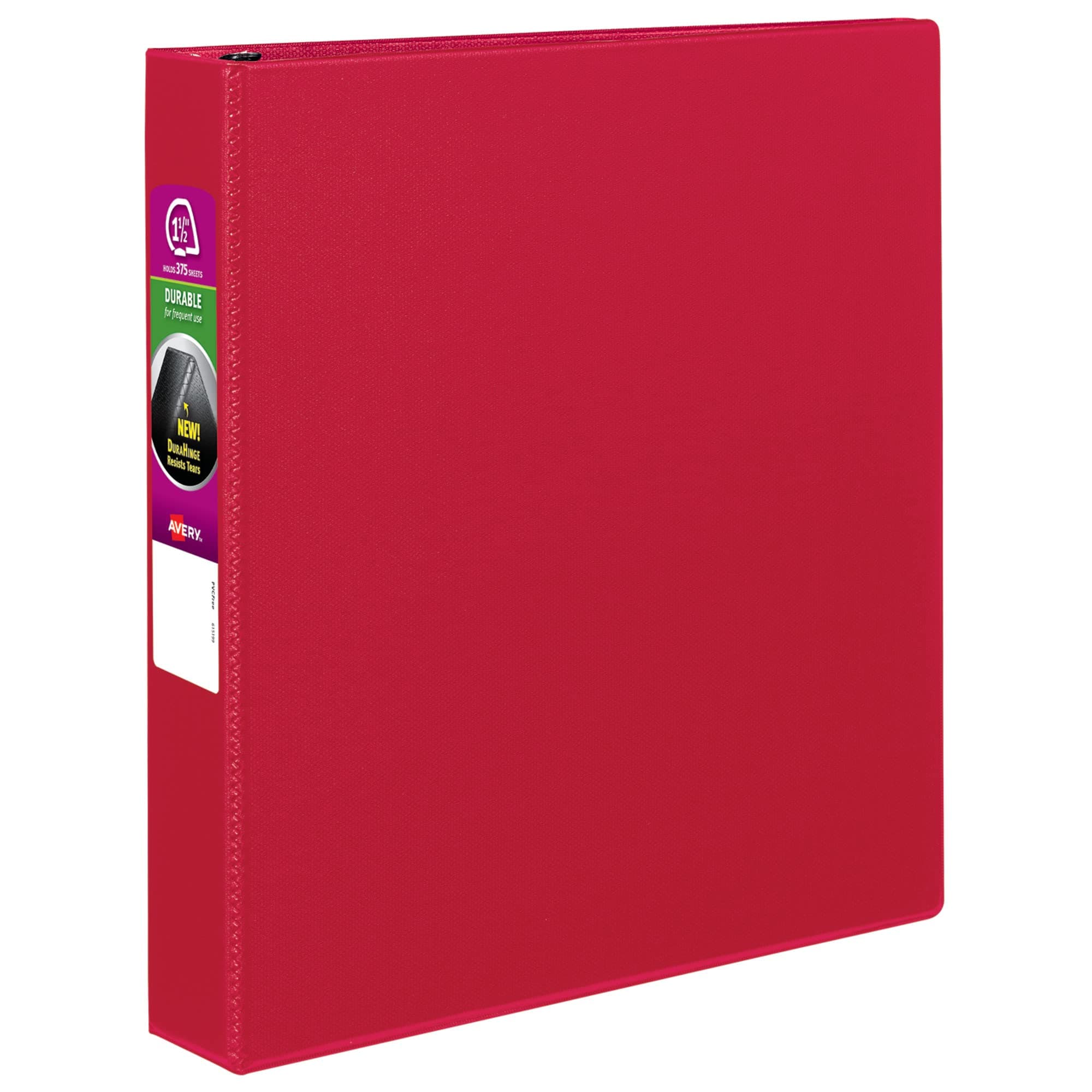 Durable 3 Ring Binder, 1.5" Slant Rings, 1 Red Binder (27202)