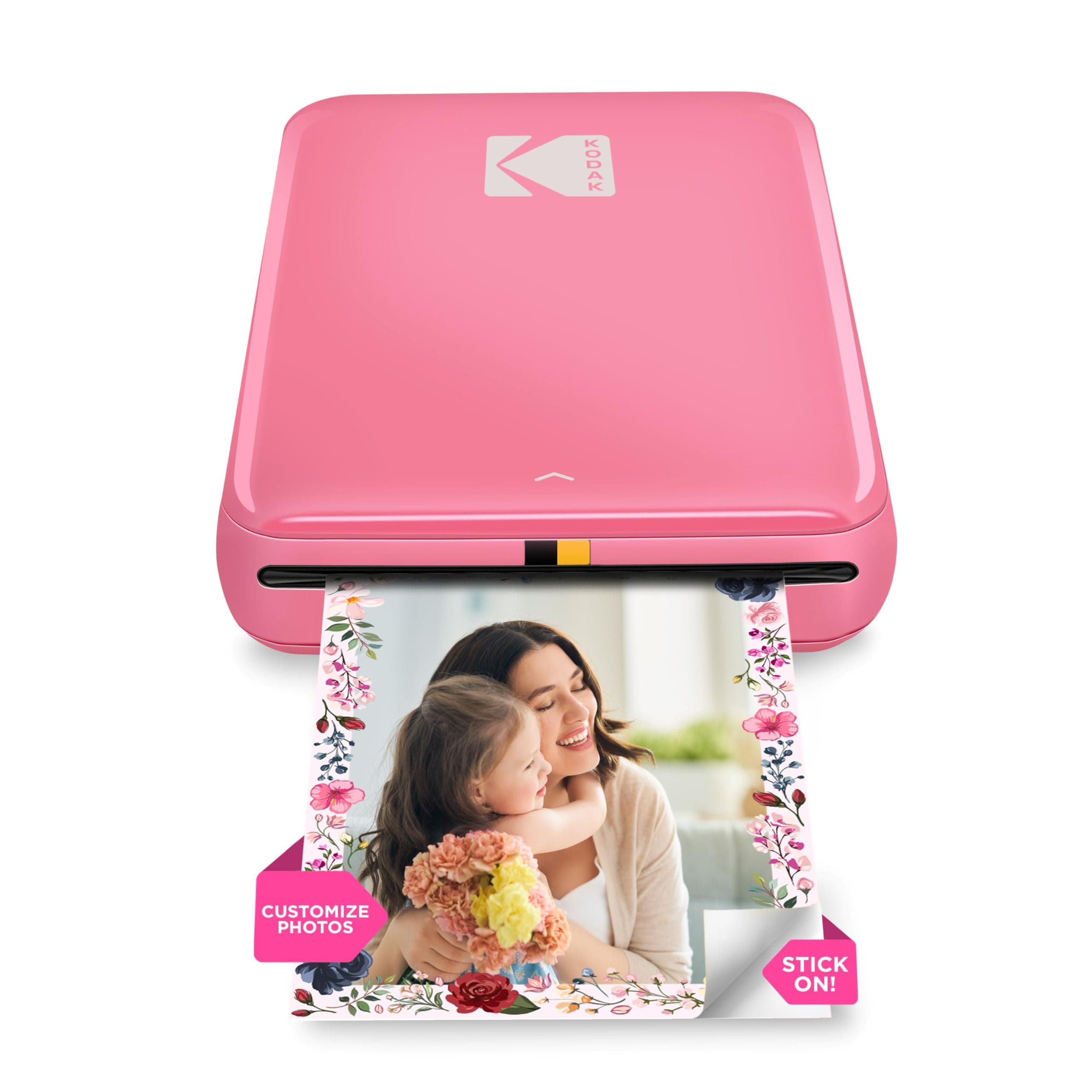 Step Instant Photo Printer With Bluetooth/NFC, ZINK Technology & KODAK App for iOS & Android (Pink) Prints 2x3” Sticky-Back Photos.