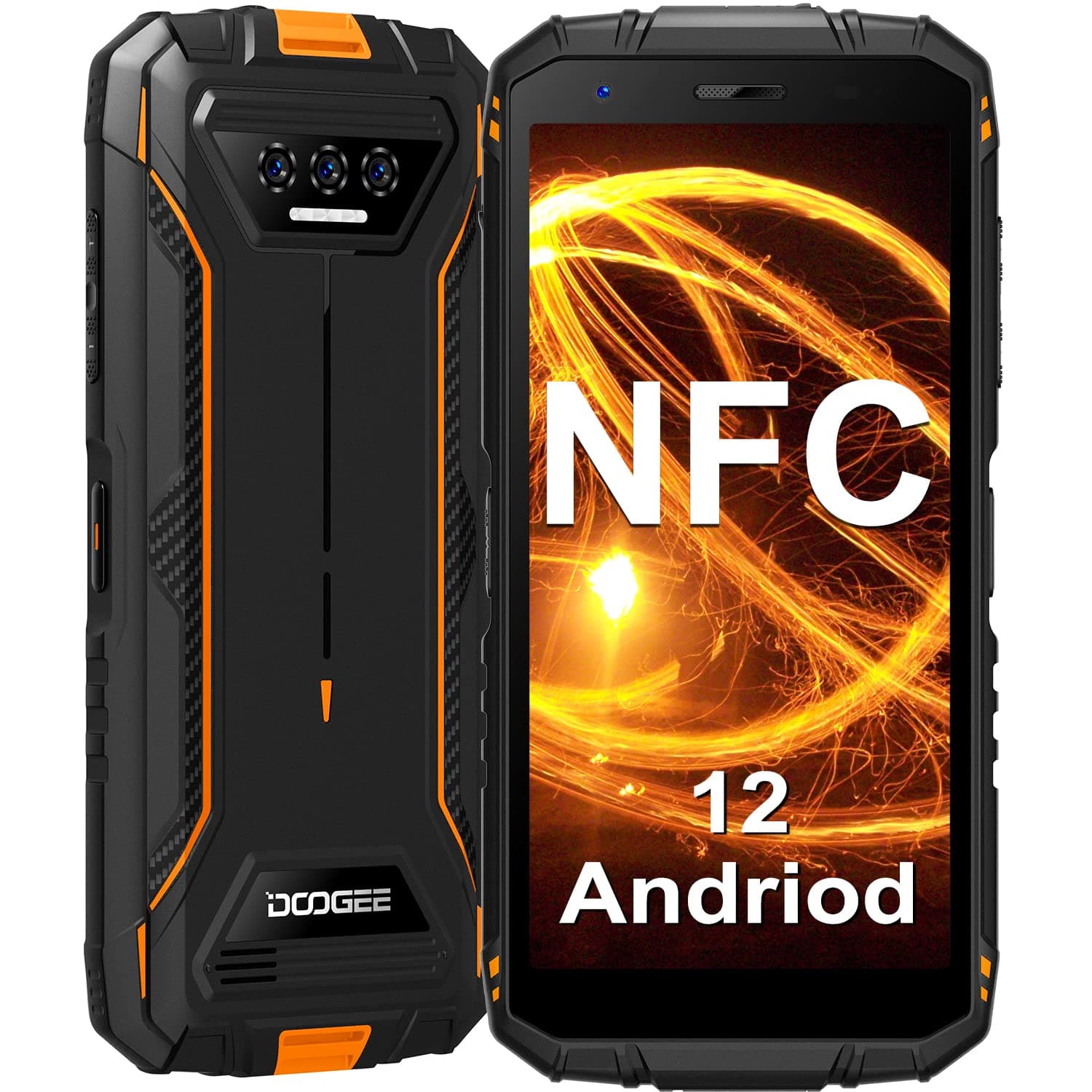 DOOGEE S41 Pro (2022) Rugged Phone, Android 12 Rugged Smartphone, 6300mAh, Max 7GB RAM, 32GB/1TB Extension ROM, 5.5" HD+ Display, 13MP Camera, 4G Dual SIM IP68 Waterproof Phones, Face ID, NFC - Orange