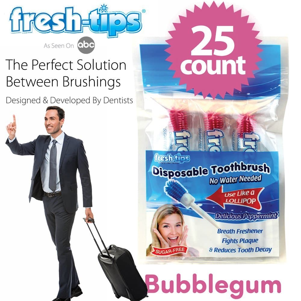 Fresh-Tips Bubble Gum [25 Pack] | in Just 60 Seconds Fresh Breath & Whiter Teeth While On The Go