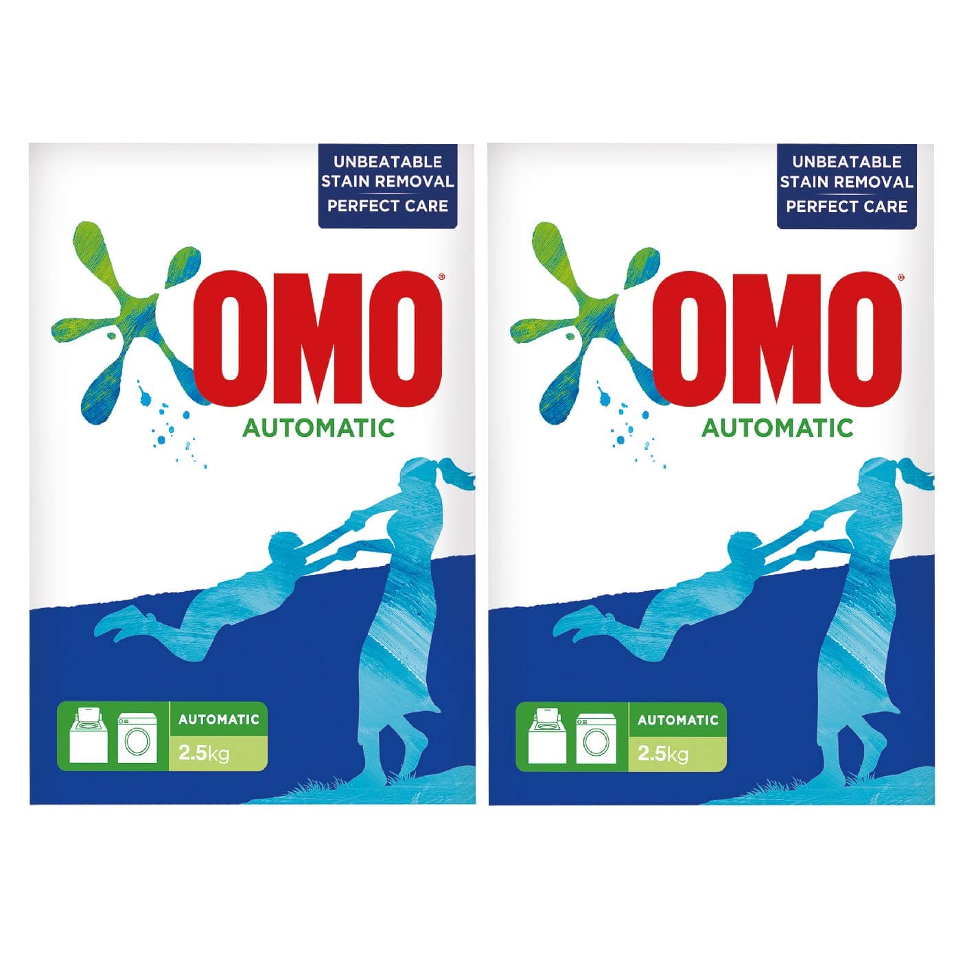 Automatic Powder Laundry Detergent, Active, 100% stain removal in 1 wash*, 2.5Kg x 2, Packaging may vary