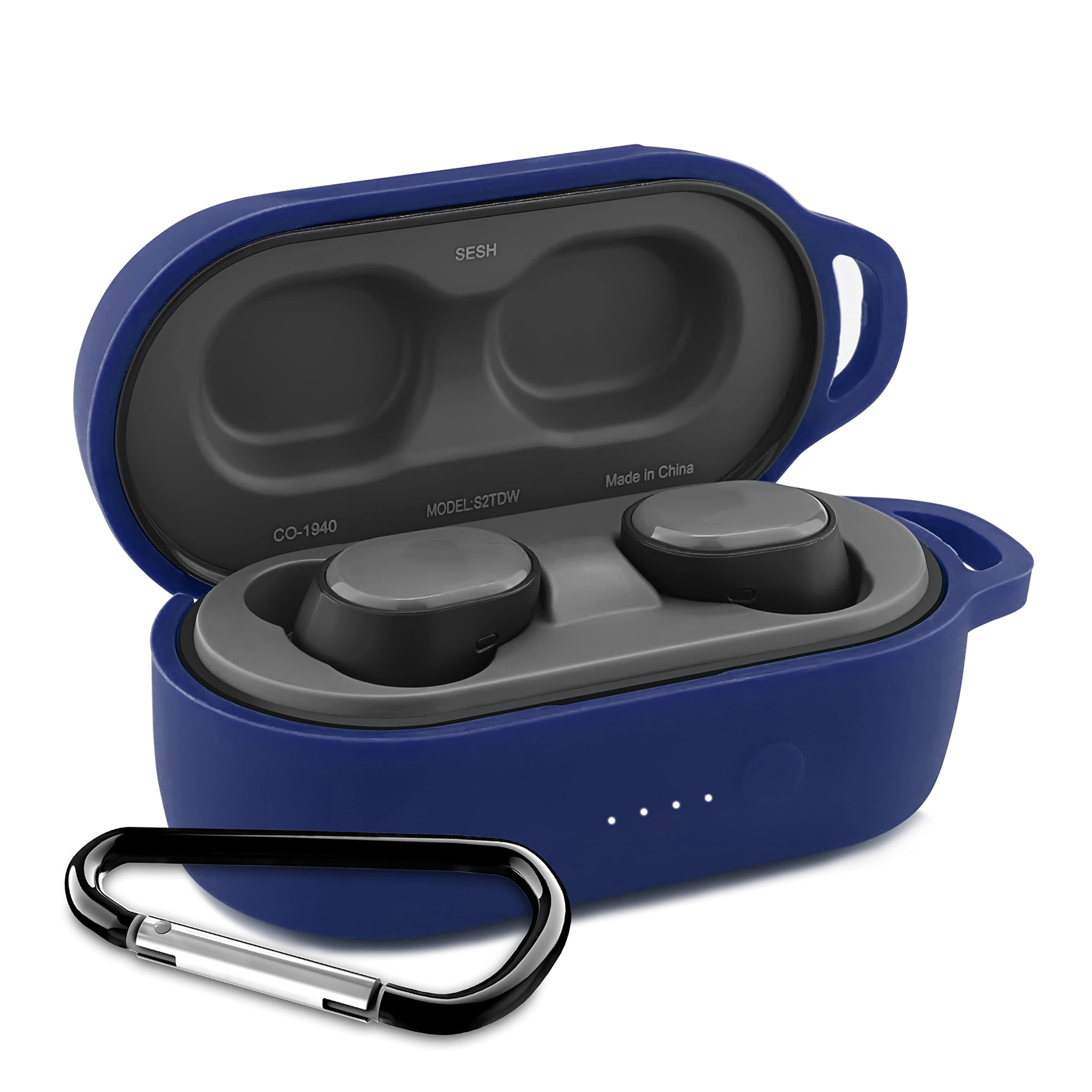 Soft Silicone Case for Skullcandy Sesh & Sesh Evo, Anti-Lost & Shockproof Easy Carrying Protective Case with Keychain, Skullcandy Sesh Evo Earbuds Case Cover, Front LED Visible(Blue)