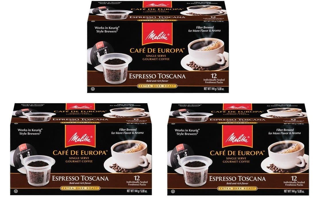 Melitta Single Cup Coffee for K-Cup Brewers, Cafe de Europa 12 Count (Pack of 3) (Espresso Toscana)