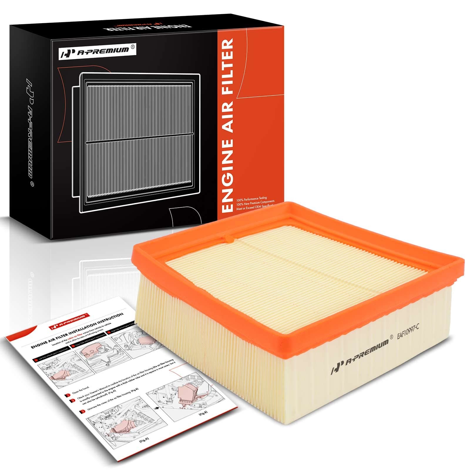 A-Premium Engine Air Filter Compatible with Ford Fiesta 2011-2019, 1.0L 1.6L, Flexible Panel, Replace# 8V21-9601AA