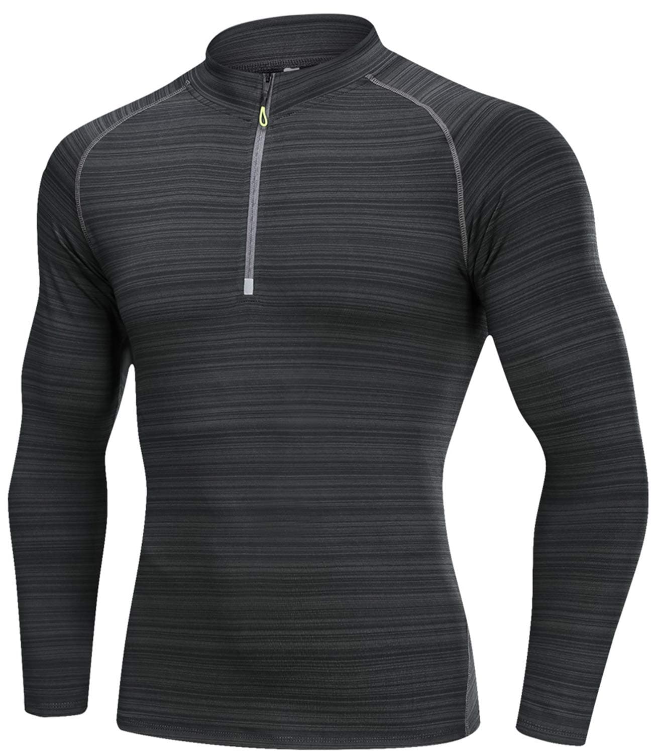 OUTTOMen's Long Sleeve Lightweight Pullover Running Shirts 1/2 Zip Top Space-Dyed - Gray - S