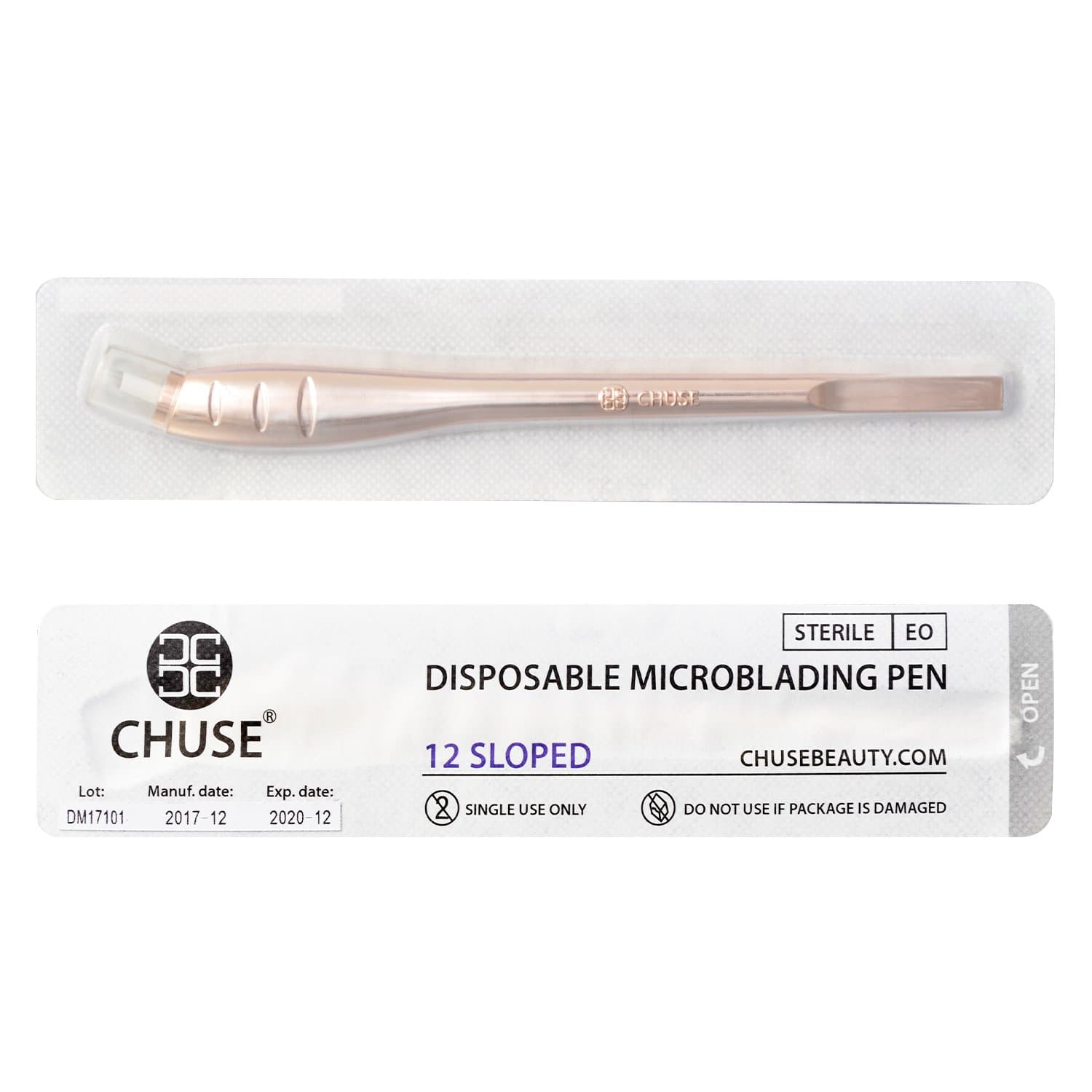 CHUSE M66 Microblading Pen 12 SLOPED Disposable pencil With Sterilized Microblades Gold (5 pcs/pack)