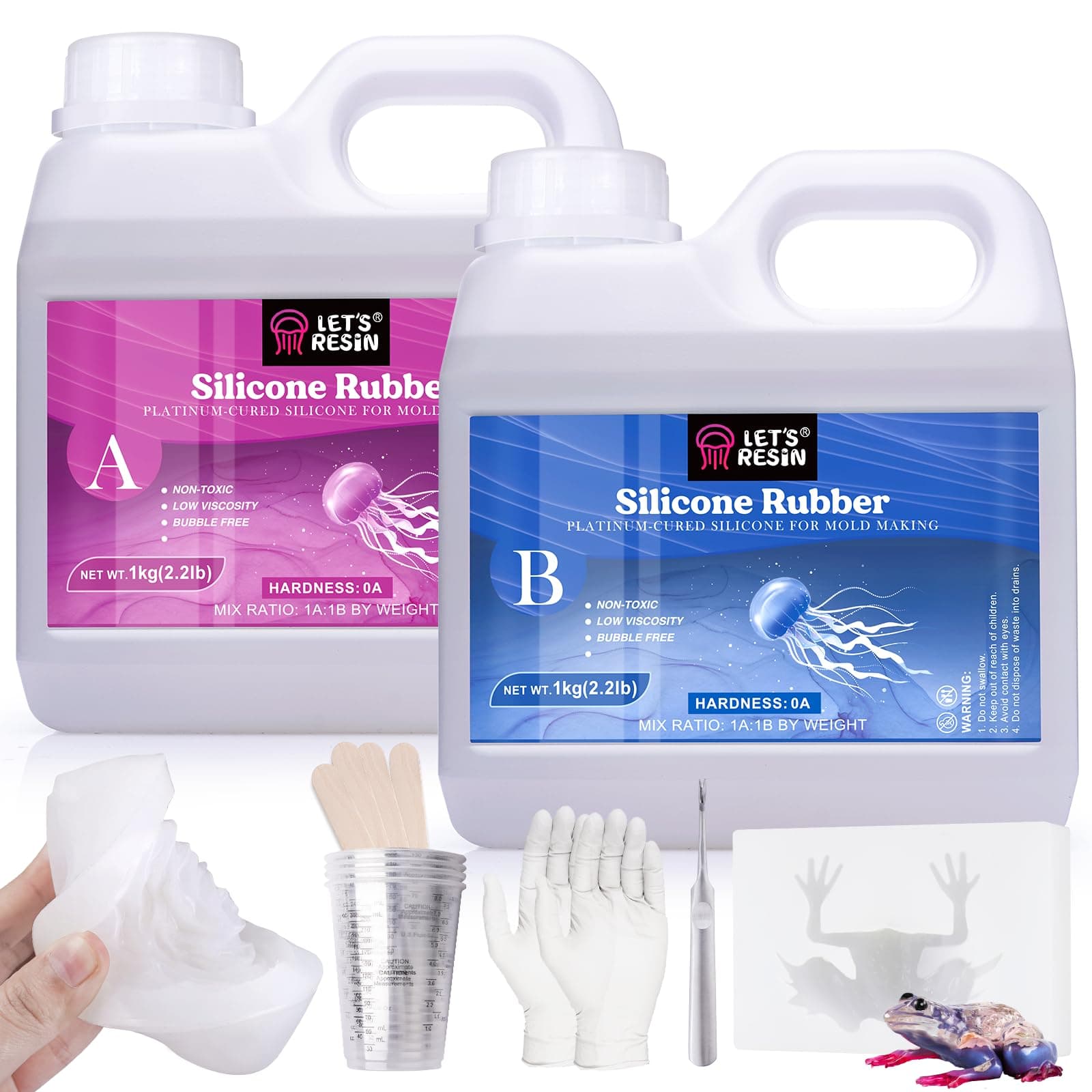 LET'S RESIN Silicone Mold Making Kit 0A Extra Soft Resilient Molding Silicone 78oz Liquid Silicone for Platinum Curing 3D Silicone Mold Perfect for Candle Mold (Translucent)