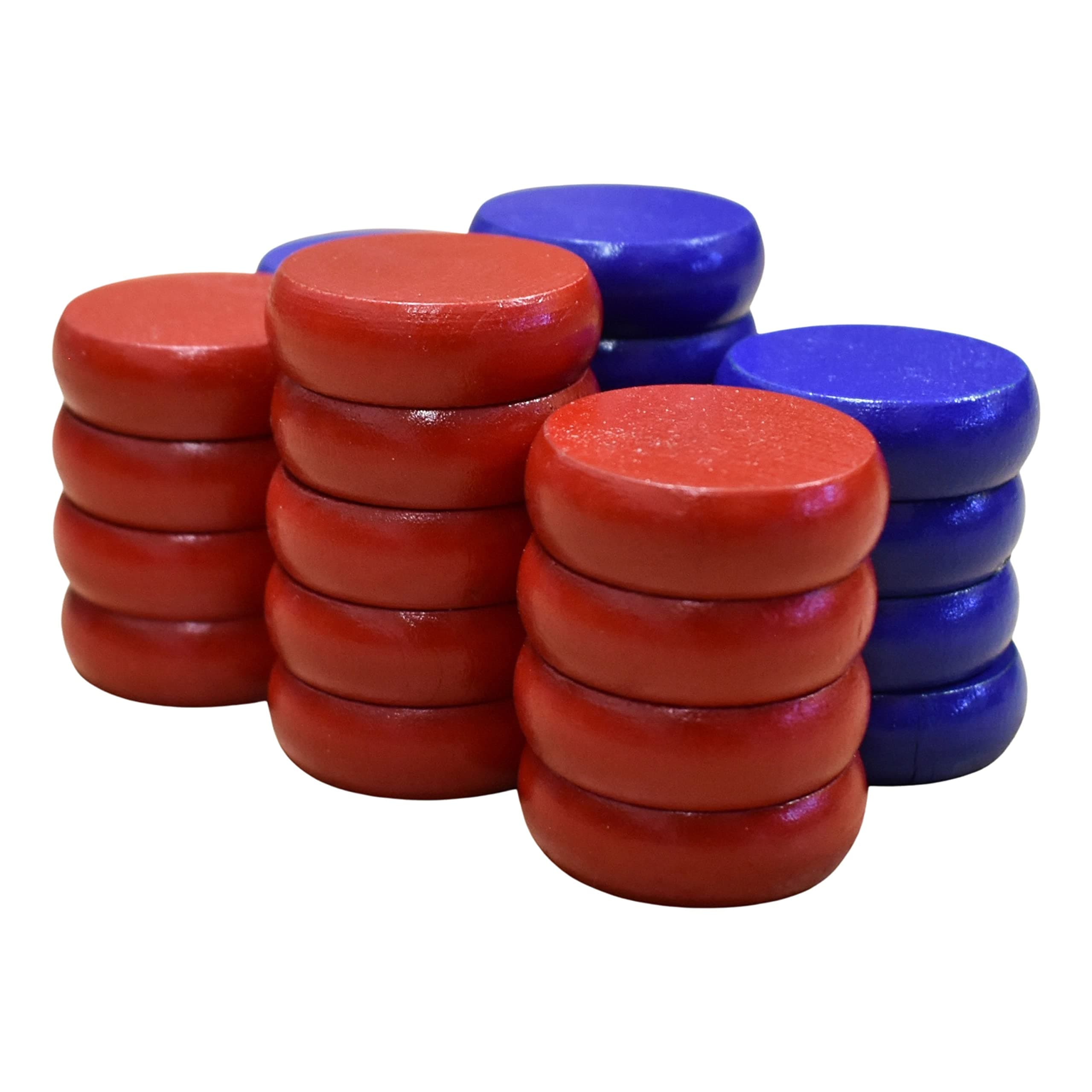 26 Red and Blue Crokinole Discs - Full Set (Large Discs - 1 1/4 Inch Diameter (3.2cm))