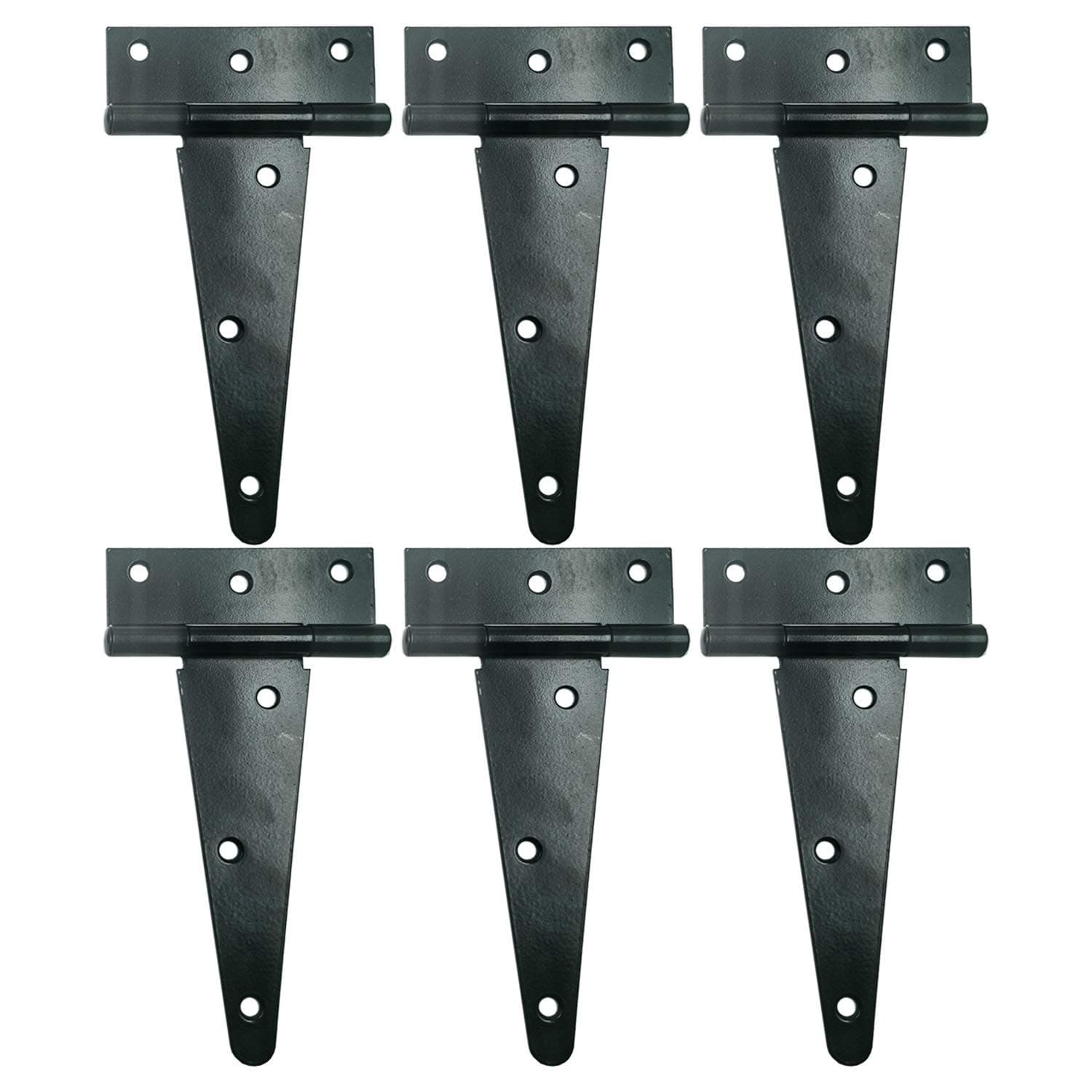 Heavy Duty T Hinge Tee Hinge T Strap Hinge Shed Hinge Gate Hinge Barn Hinge Fence Hinge Door Hinge Wrought Rustproof All Size Black (6 pcs, 6 inch