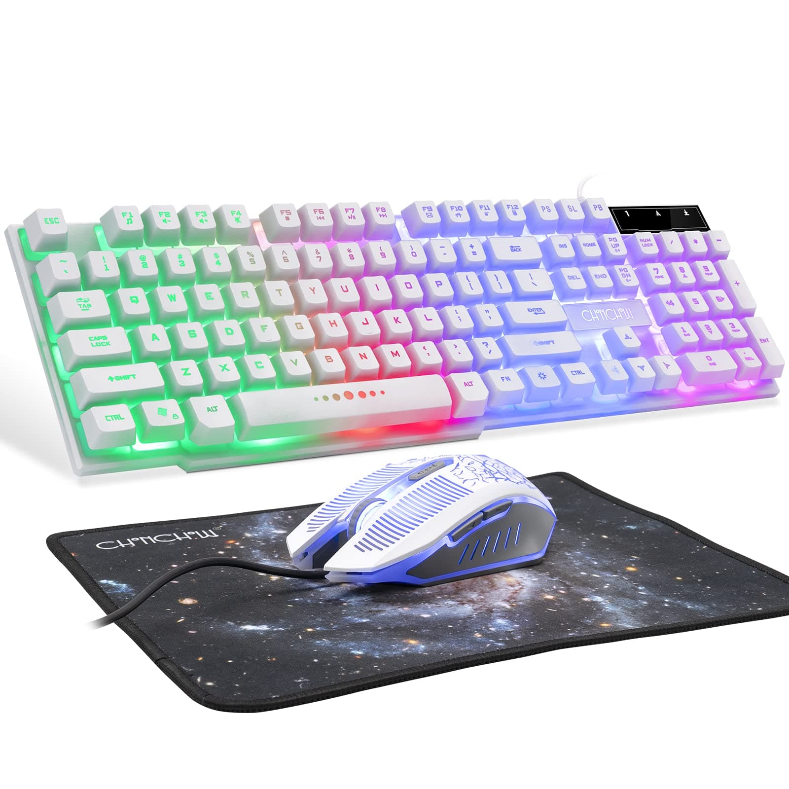 RGB Keyboard Mouse Combo with numpad 1201 (White)