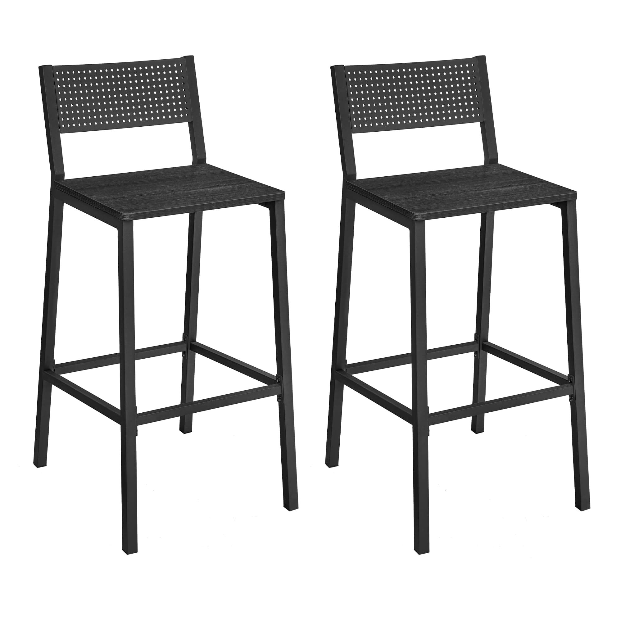 Bar Stool Set of 2, Bar Chairs for Kitchen, Dining Room, Industrial, Charcoal Gray and Black ULBC070B22