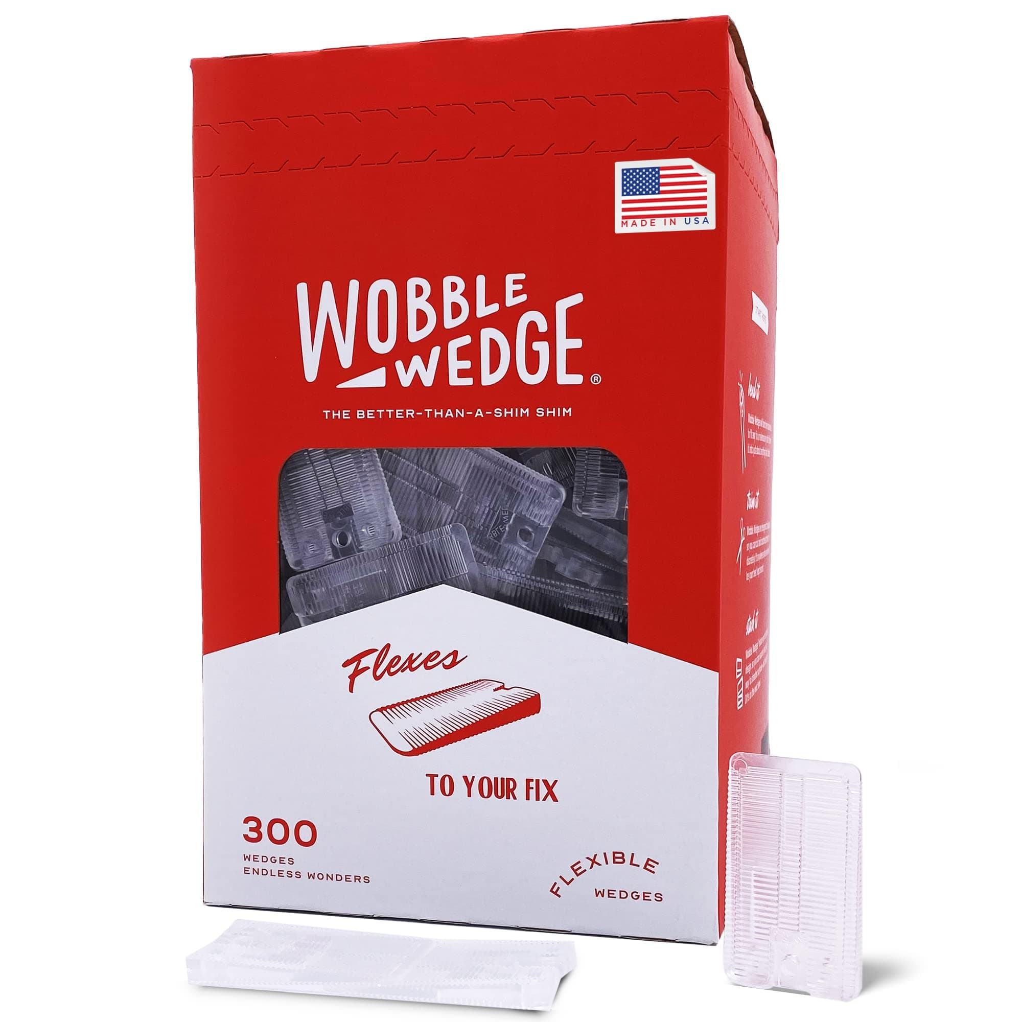WOBBLE WEDGES Multi-Purpose Shims-Soft Clear 300 ea -Easy to Trim -Protect Delicate Surfaces -Level Restaurant Tables, Household Furniture and Plumbing Fixtures -Use as Clamping Pad on Angled Surface