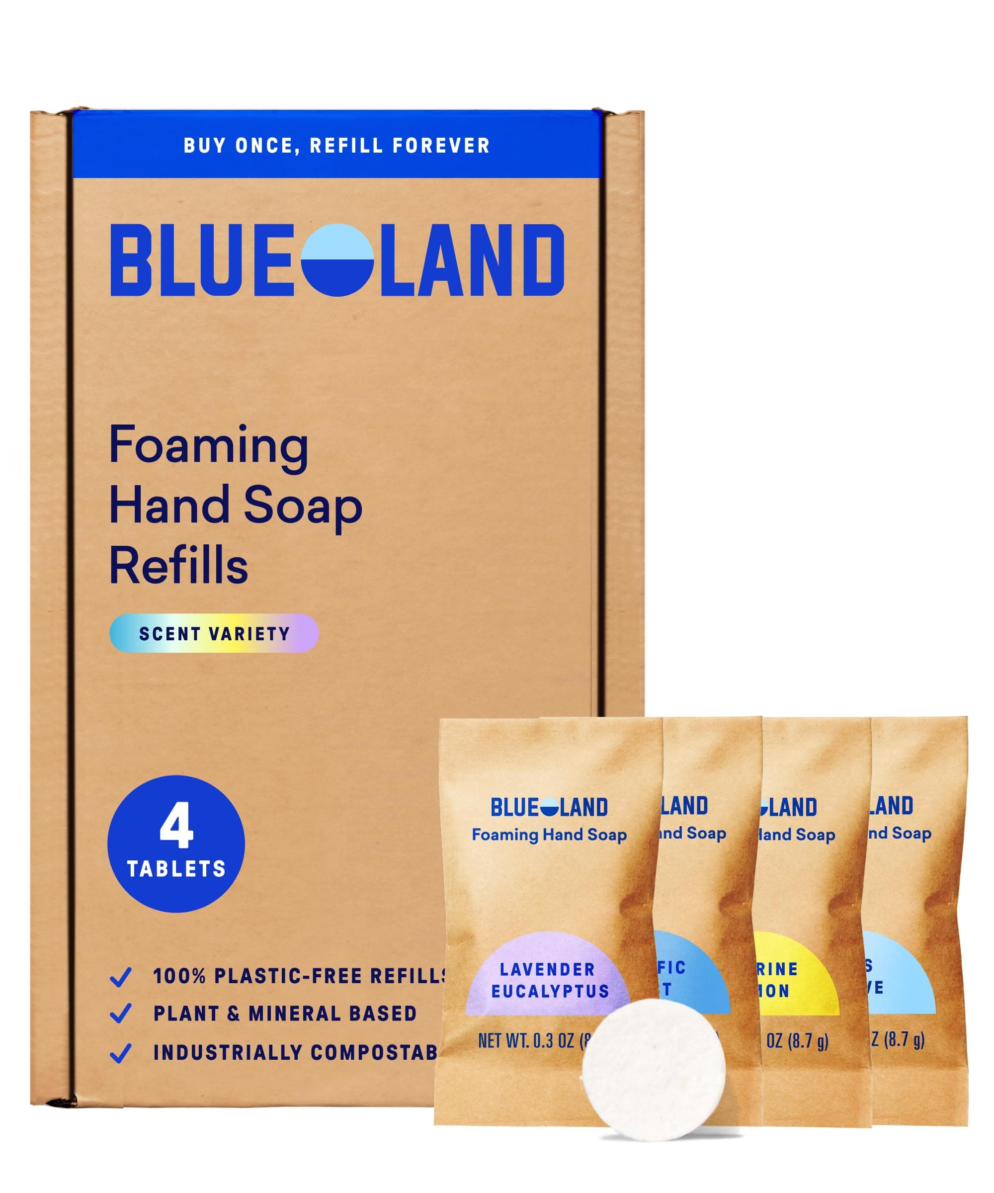 Foaming Hand Soap Tablet Refills - 4 Pack | Eco Friendly Products & Cleaning Supplies | Variety Pack Scents | Makes 4 x 9 Fl oz bottles (36 Fl oz total)