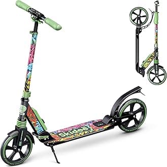 Adult & Teen Scooter Adjustable Height, Folding, Large Wheels, Lightweight, Durable, Anti-Shock Suspension, Up to 220 lbs