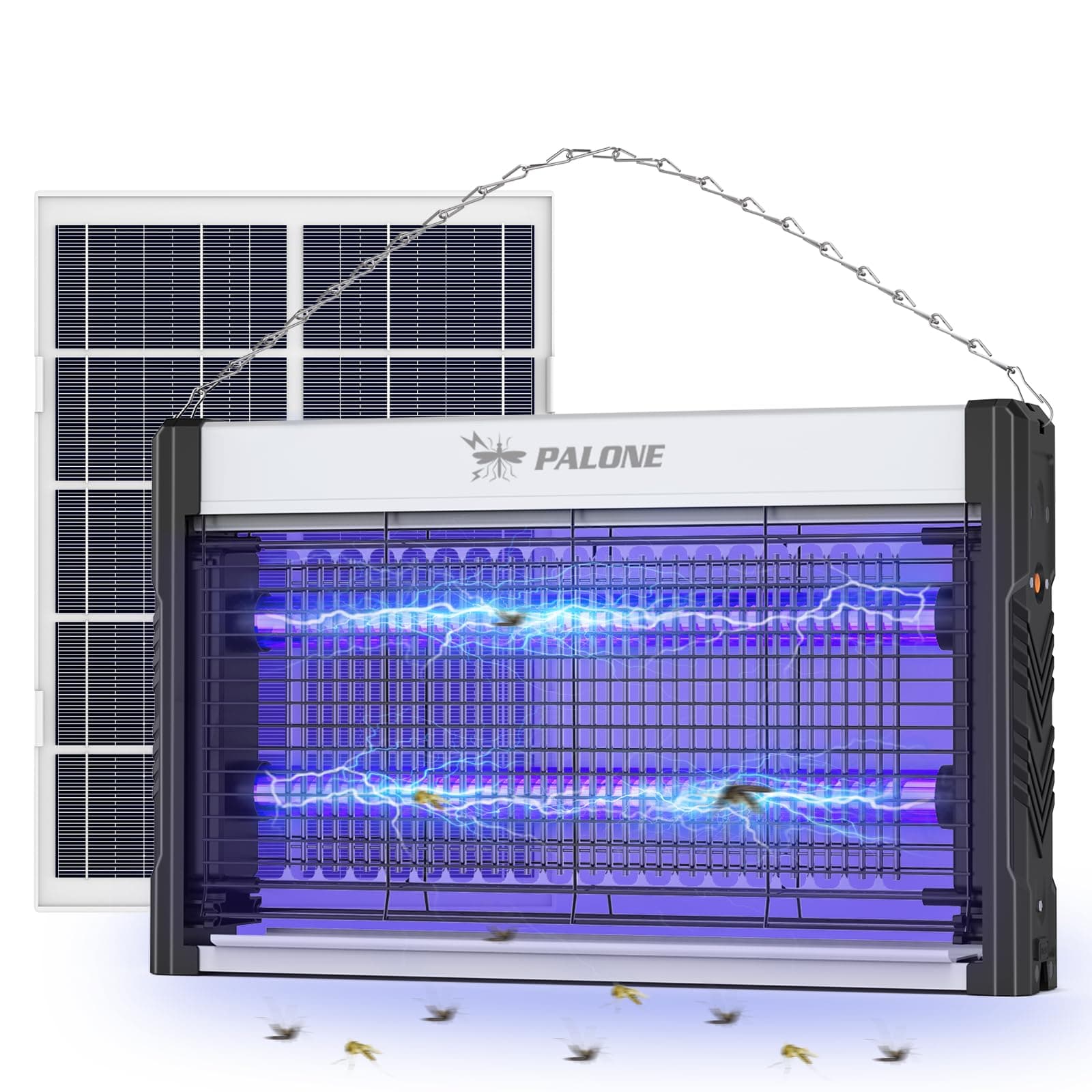 – Bug Zapper, 4000V Powerful Solar Fly Killer, Electric Fly Zapper with 3600mAH Battery, Mosquito Killer UV Light Trap Flying Insects for Living Room, Home, Indoor Garden Yard or Domestic Usage