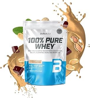 BioTechUSA 100% Pure Whey | Protein Powder with BCAA and Glutamine | Gluten-Free, Palm Oil Free | 21g Protein per Serving, 454 g, Chocolate-Peanut Butter