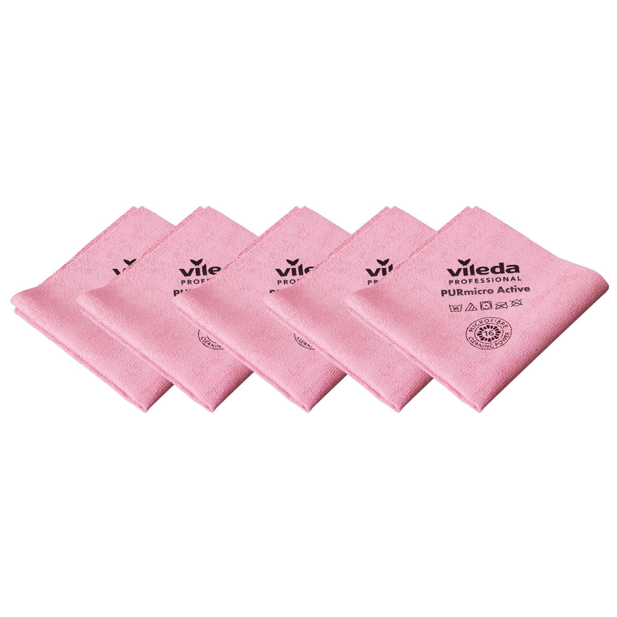 PURmicro Active Cloths,Red 5-Pack – High‑Performance Microfibre with PUR Coating for Fast,Streak‑Free,High‑Absorption Cleaning on Glass,Stainless Steel & Smooth Surfaces (38x35cm)