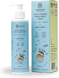Little Rituals Baby Multi-Vitamin Body & Hair Wash - Tear Free + pH 5.5. Formulated with Best Plant Botanical - Honeysuckle, Basil, Mandarin. Natural, Organic, Dermat Tested(200ml)