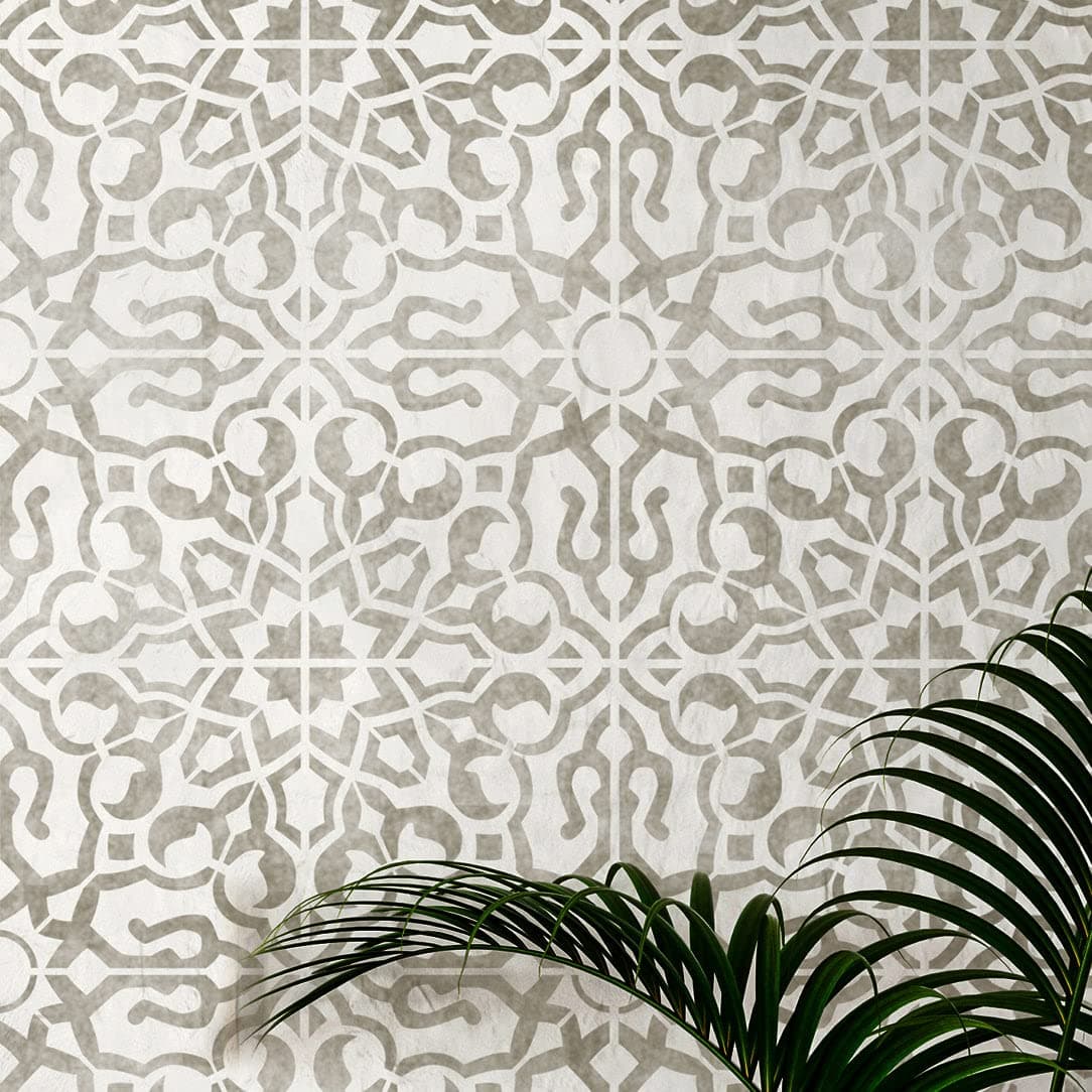 2 x Faux Tile Stencils - Paint Tile Effect on Floors Walls Furniture - Nadia 12" (304mm) Single