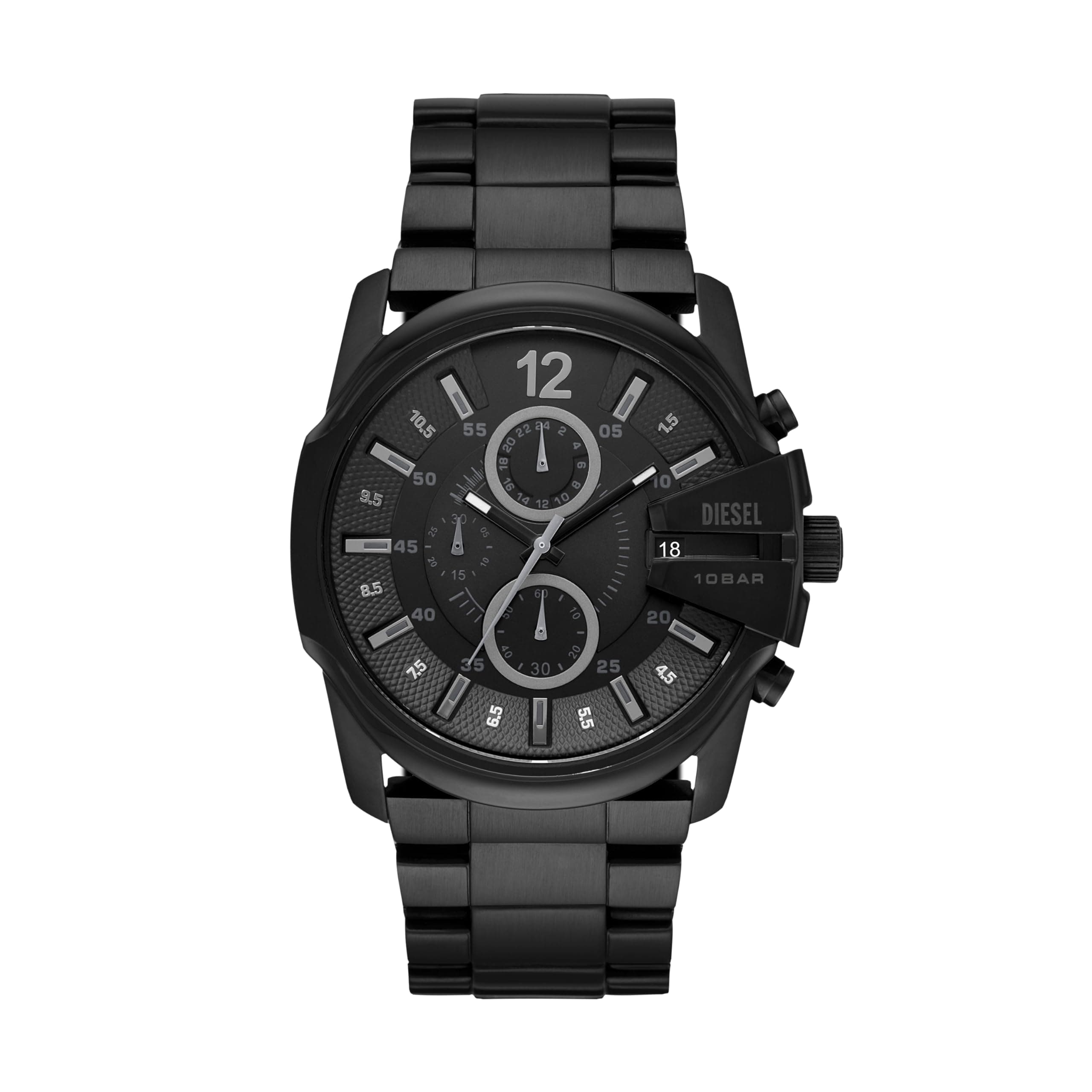 Master Chief Series Watch for Men, Three Hand Date Movement with Stainless Steel or Leather Strap