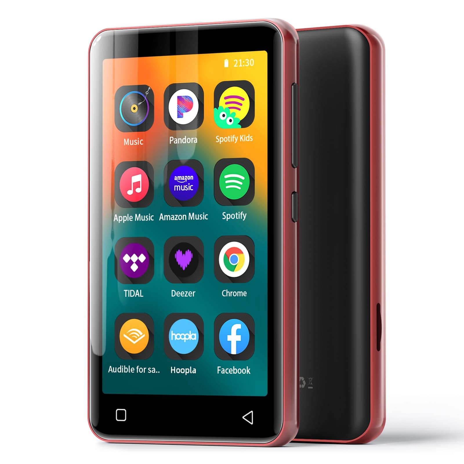 innioasis 80GB MP3 Player with Bluetooth and WiFi, MP3 MP4 Player with Spotify,Pandora,Amazon Music,Audible, 4" Touch Screen Android Streaming Music Player for Kids (Red-Black)