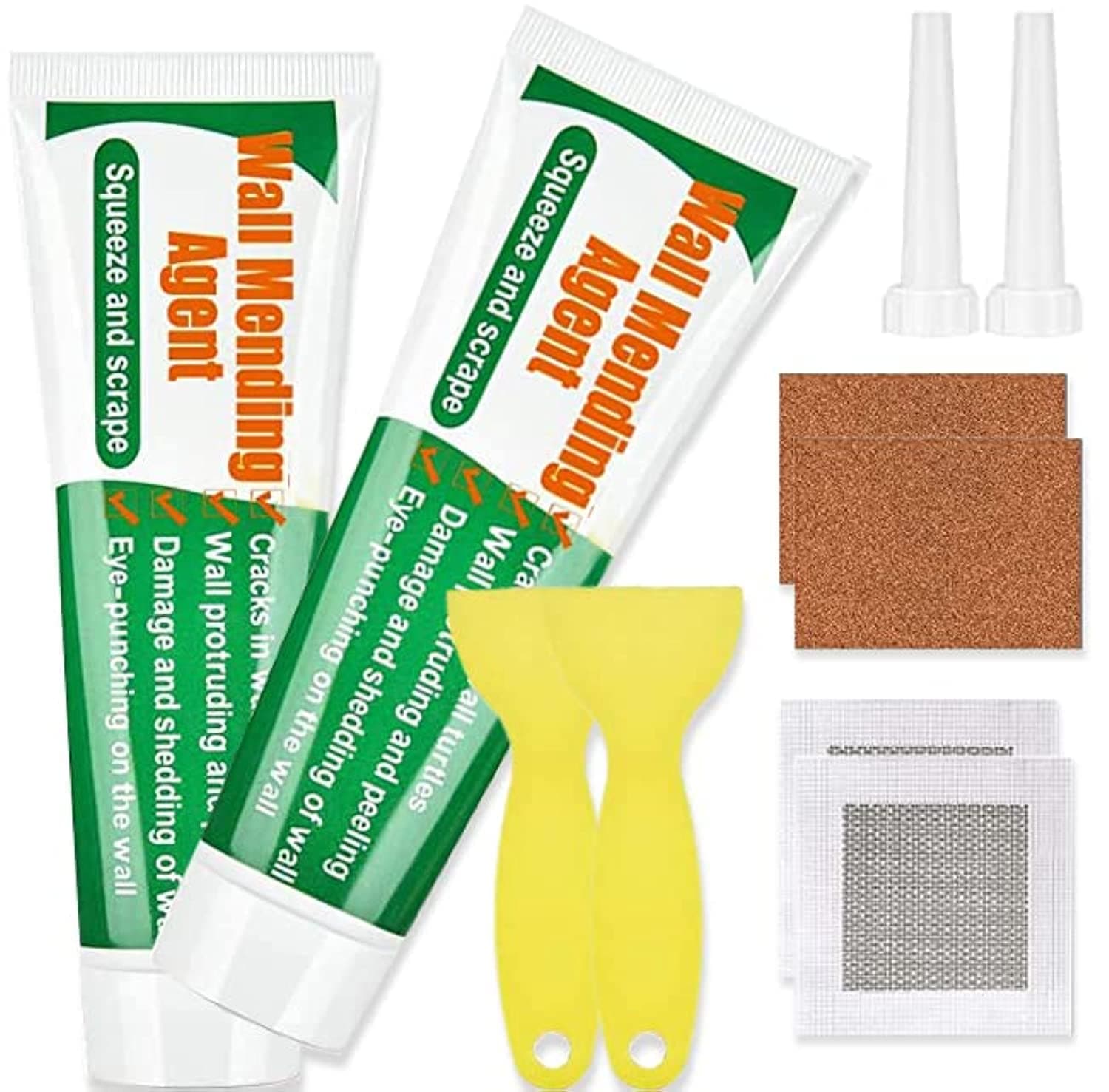 Wall Mending Agent Repair Paste Kit: Drywall Repair Putty, Safe Wall Repairing Ointment, Crack Repair Cream with Scraper, for Wood Plaster Surface Repair, Easy to Fill (100g x2 Sets)