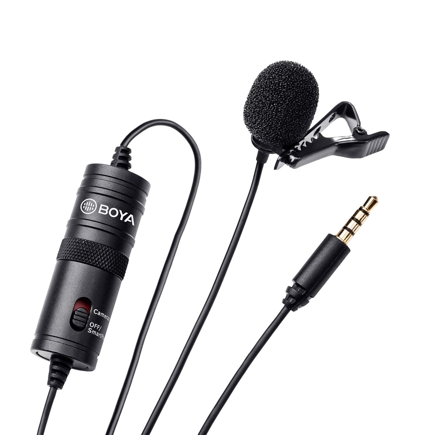 BY-M1 3.5mm Electret Condenser Microphone with 1/4" adapter for Smartphones iPhone DSLR Cameras PC