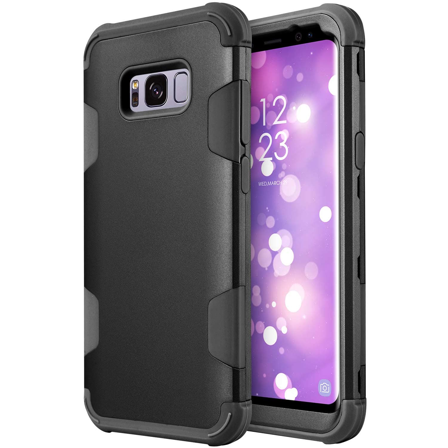 UARMOR Galaxy S8 Plus Case, S8 Plus Cases, Shockproof Heavy Duty Rugged Hybrid Hard PC Back Cover Soft Silicone Bumper Anti-Scratch Protective Phone Cases for Samsung Galaxy S8 Plus 6.2 Inch, Black