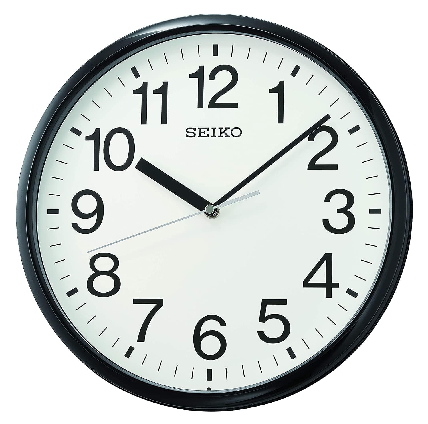 SEIKO Elegant Round Black Plastic Analog Home Decor Wall Clock with Sweep Movement (Size: 29 x 4 x 29 CM | Weight: 660 grm | Color: Black)
