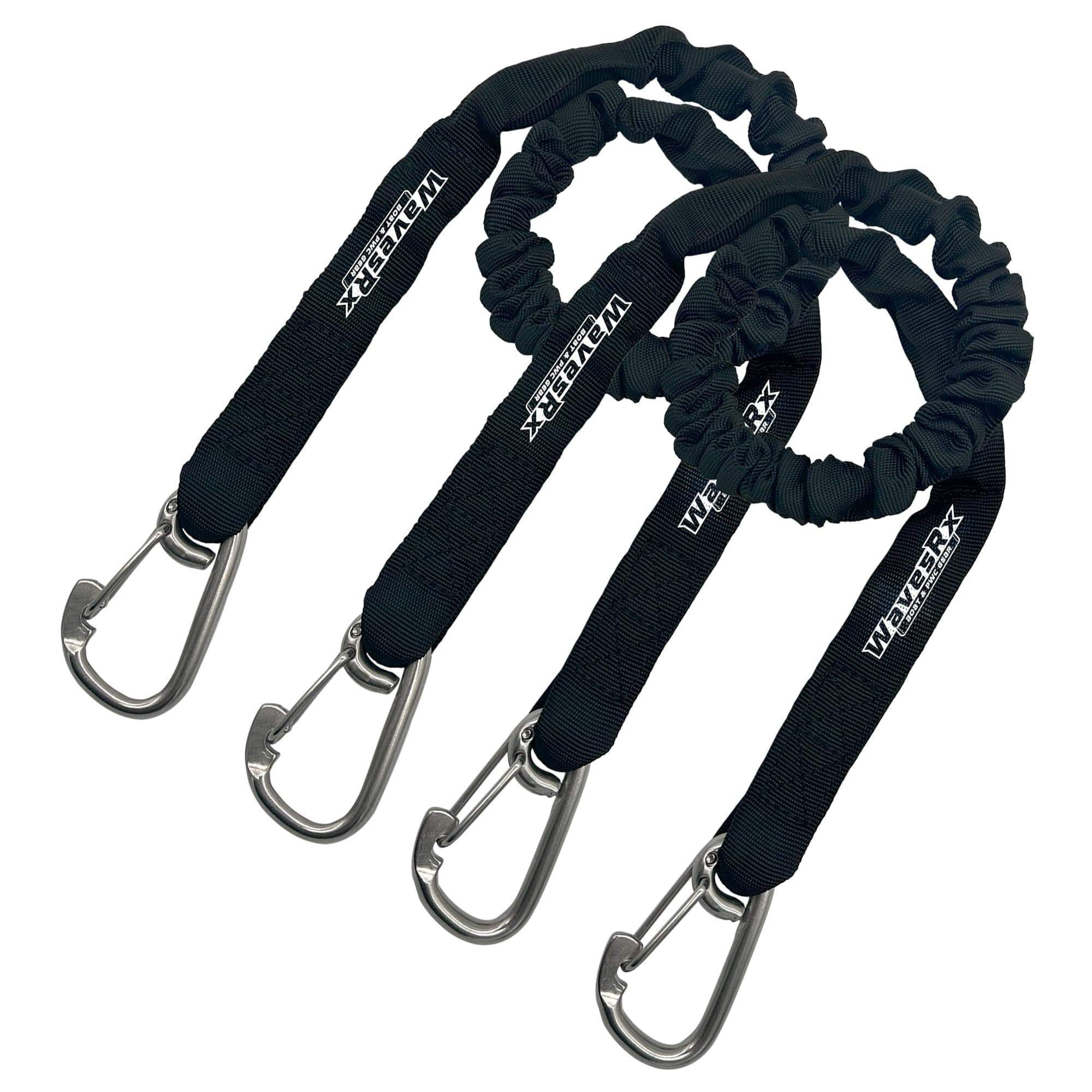 WavesRx DockingPal - Premium Bungee Dock Line 3 ft (2PK) | Elastic Docking Rope with Stainless Steel Carabiners Stretches from 3' to 4' | Absorbs Shocks & Tugs Preventing Damage to Your Jet Ski & PWC