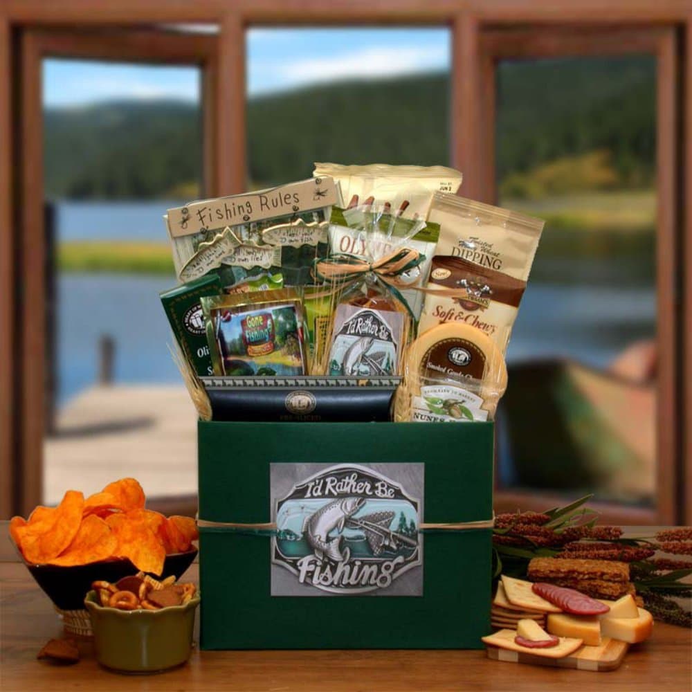 I'd Rather Be Fishing Gift Basket Box