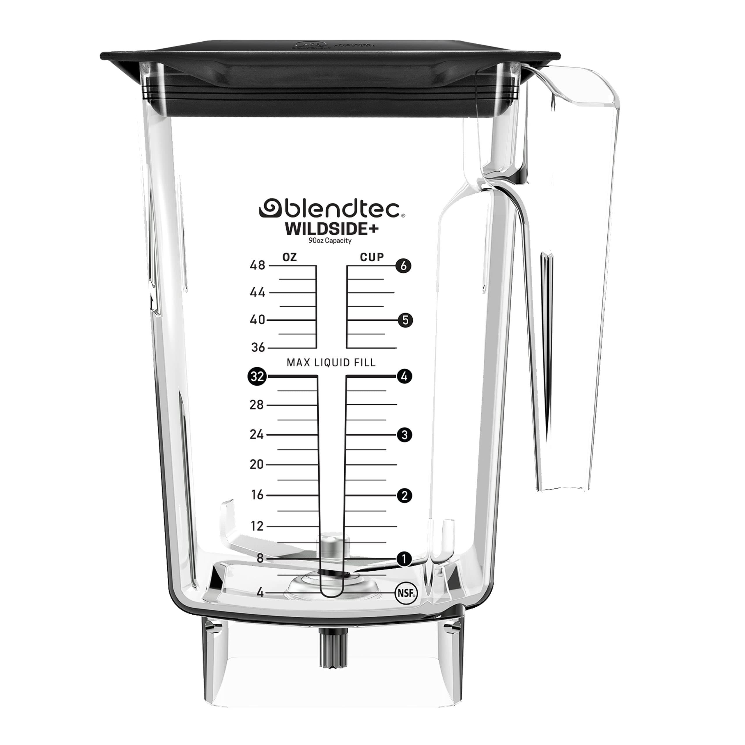 90 oz WildSide Jar, Commercial Grade - Five-Sided Replacement Blender Jar - Compatible with Blendtec Blenders - 36 oz Blending Capacity - Clear