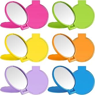 12 Pieces Compact Mirrors Bulk Gifts Mini Vintage Pocket Mirrors for Purse Small Portable Folding Round Makeup Stuffs for Travel Daily Use Party Favors Women (Bright Colors)