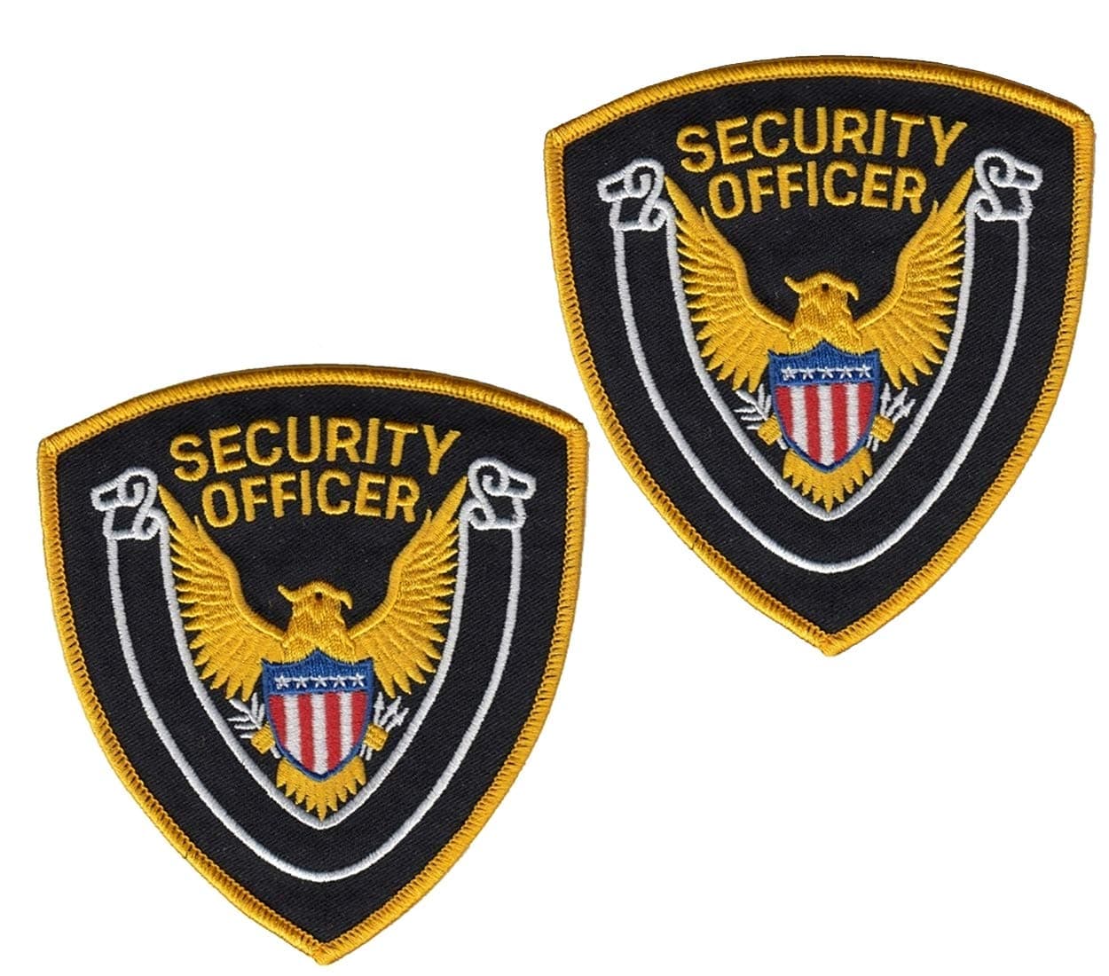 Hero's Pride Security Officer Shoulder Patch 4x4” - Full Color Dark Gold Border - 100% Embroidered, 6,500 Stitches - Durable Sew-On Uniform Patch for Long-Lasting Use (Pack of 2)