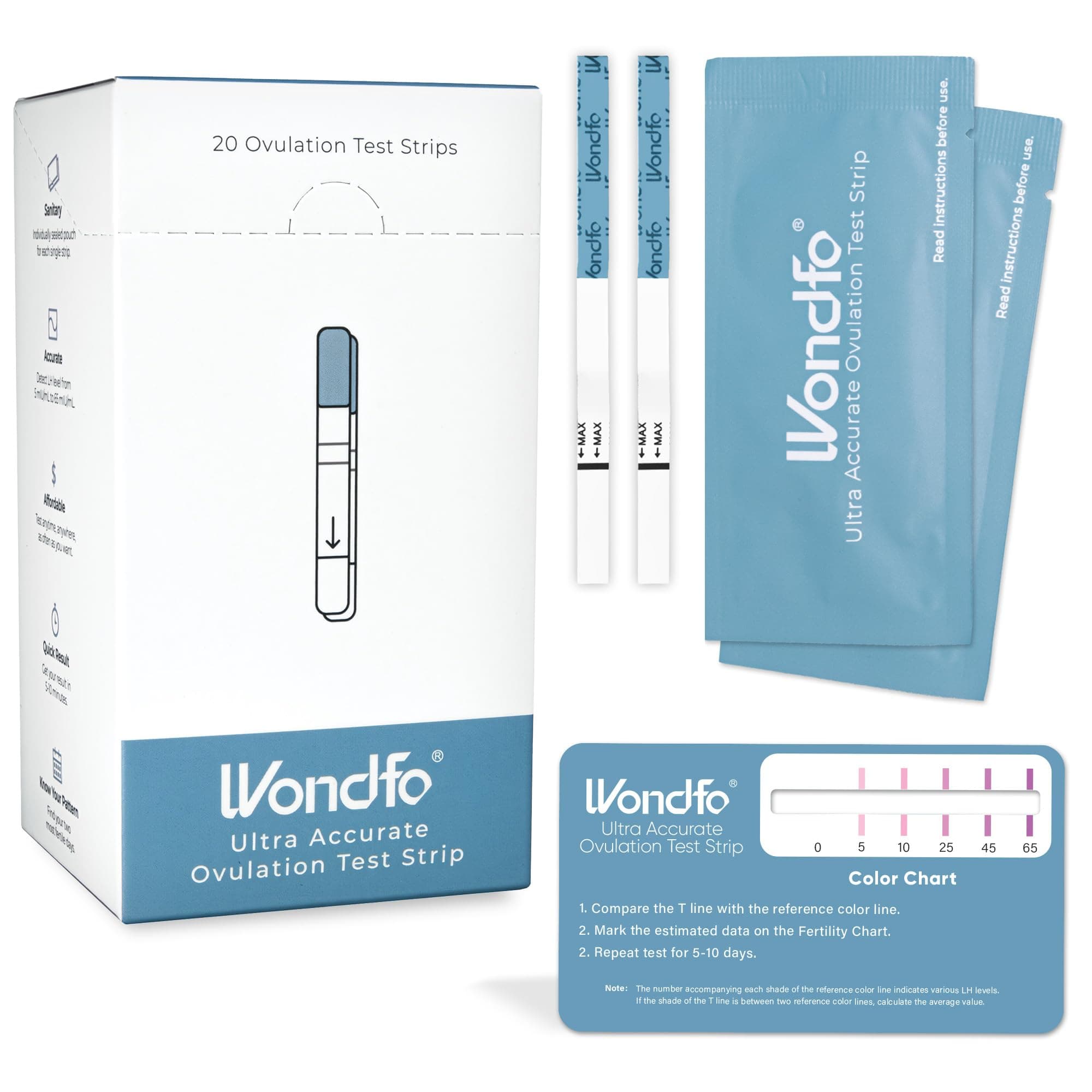 Ultra Accurate Ovulation Test Strips -Ovulation Urine Tests with Numerical Result, Fertility Cycle Monitoring- 20 LH Test