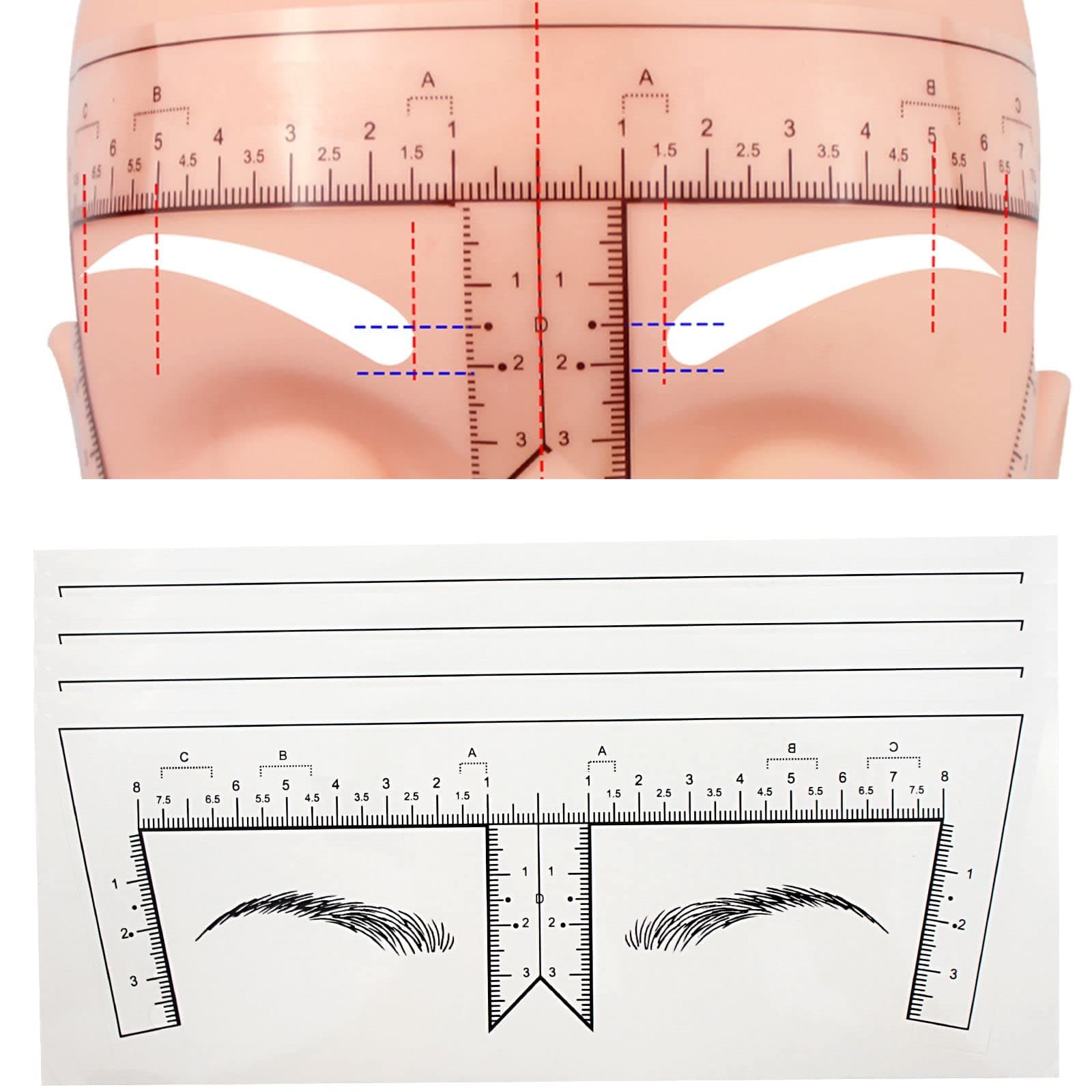 50pcs/Pack Eyebrow Ruler with Brow Shape Disposable Microblading Ruler Sticker Adhesive Brows Positioning Measure Tool