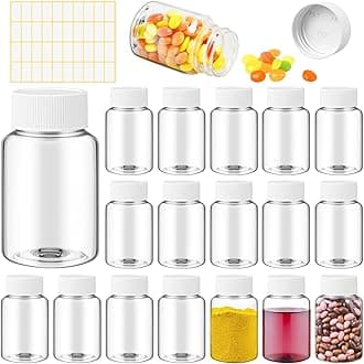 Lamoutor 18Pcs Clear Pill Bottle Plastic Medicine Bottle Empty Reagent Chemical Containers with Caps for Liquid Solid Powder Medicine 150ML