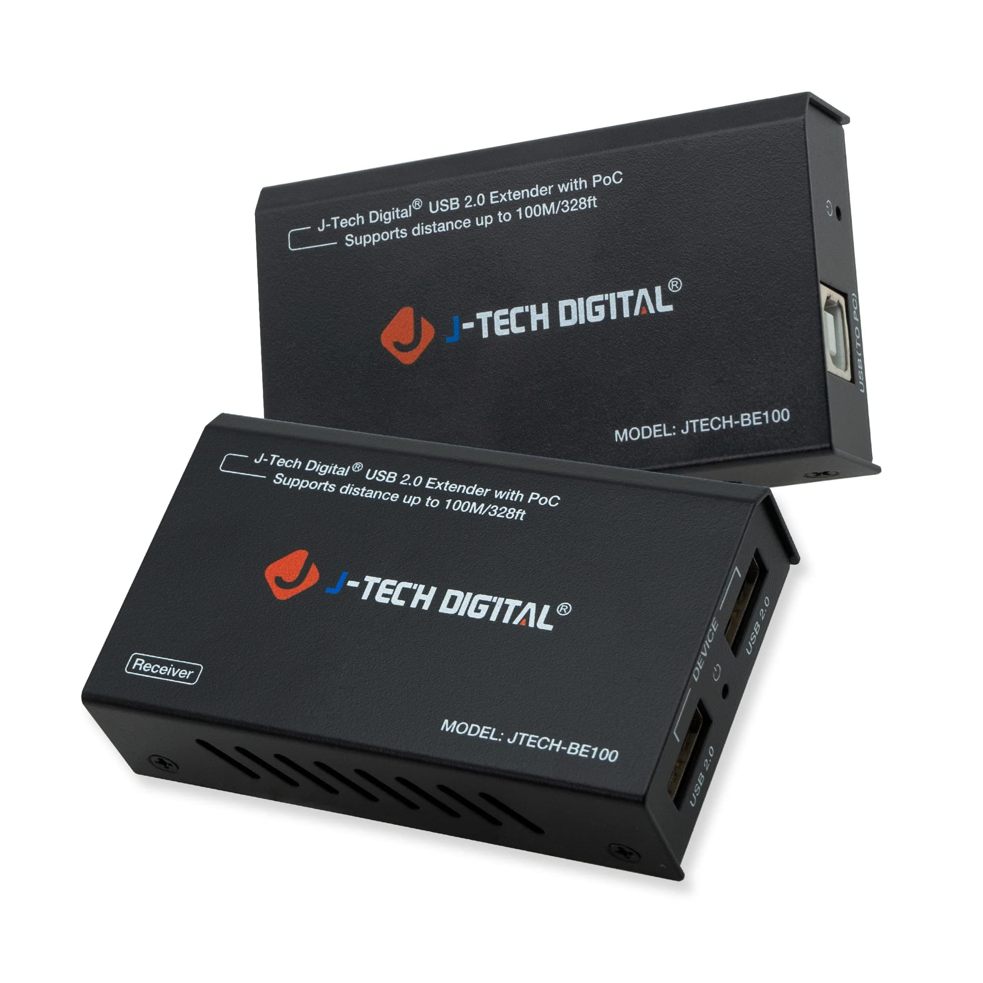 J-Tech Digital USB Extender USB Balun Over Ethernet CAT5e/6 99m/328ft PoC, Play and Plug, No Driver Needed, USB2.0 Cable for Game Controller, MAC & PC and USB2.0 Supported Devices [JTECH-BE100]