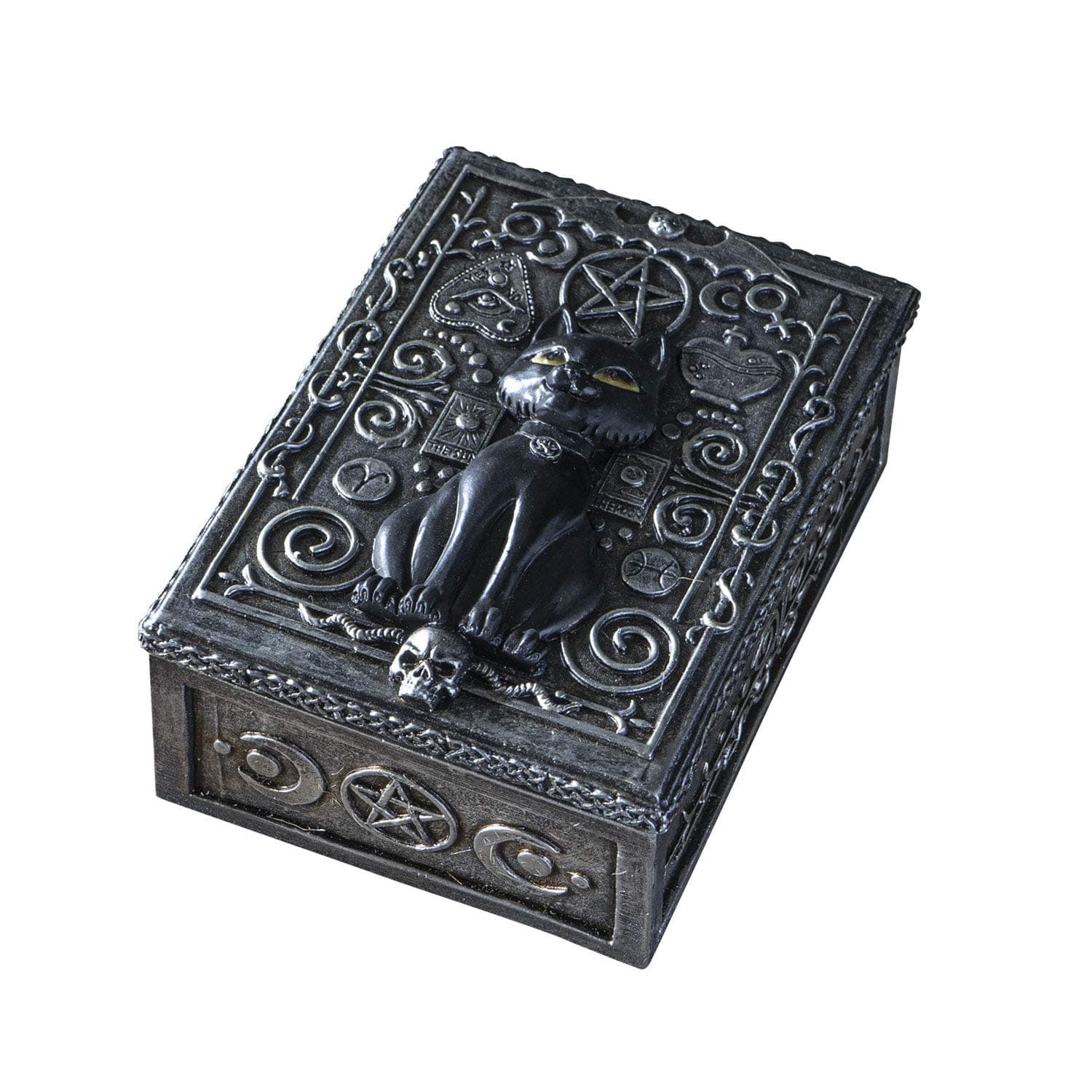 Pacific Giftware Fortune Telling Black Cat Reader Design Sculptural Tarot Box Jewelry Trinket Keepsake Fengshui Lucky Talisman Home Accent Decor 5.25" L